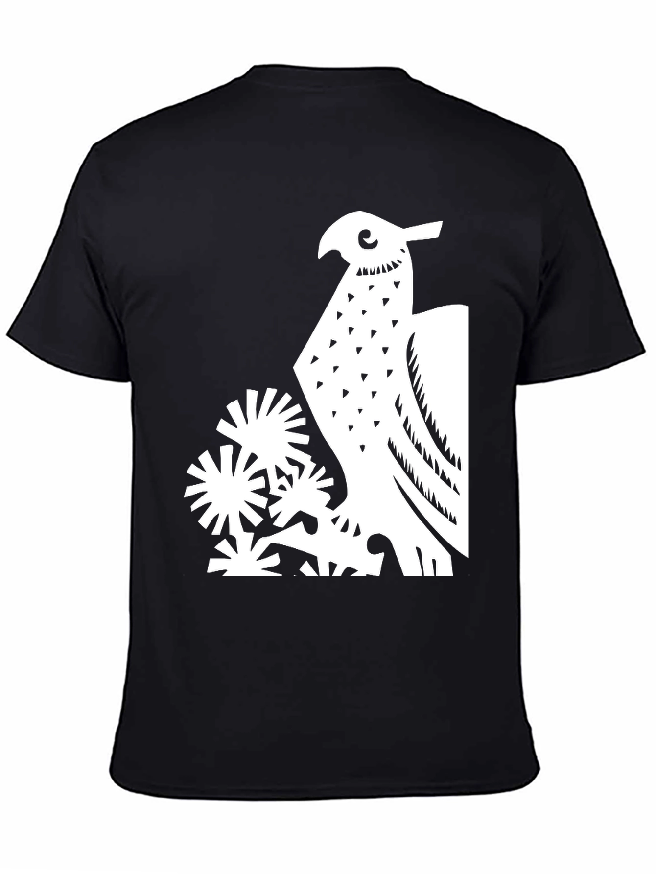 Abstract Bird Graphic Print Tee - Black
