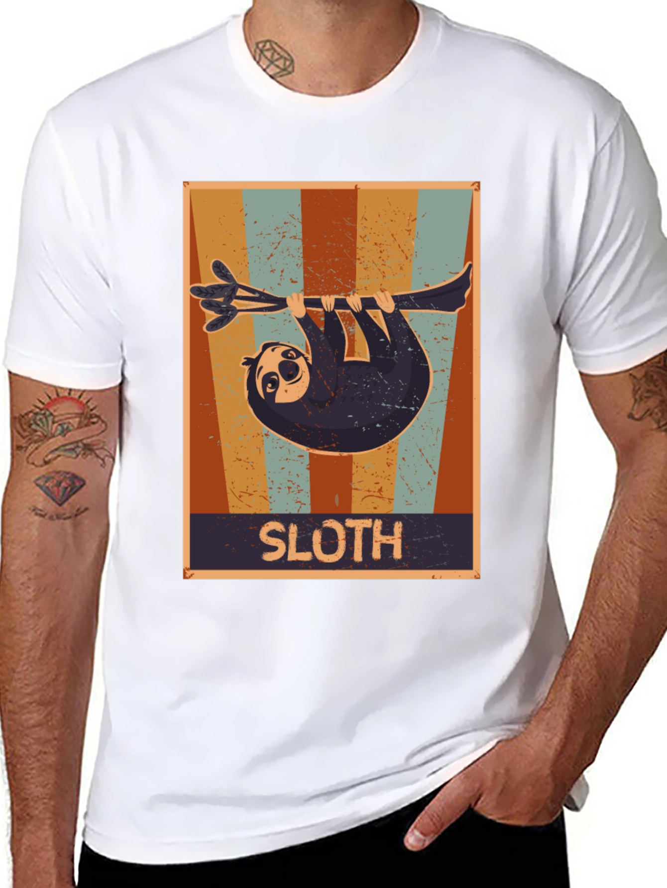 Retro Sloth Graphic T-Shirt - Comfort Fit Tee