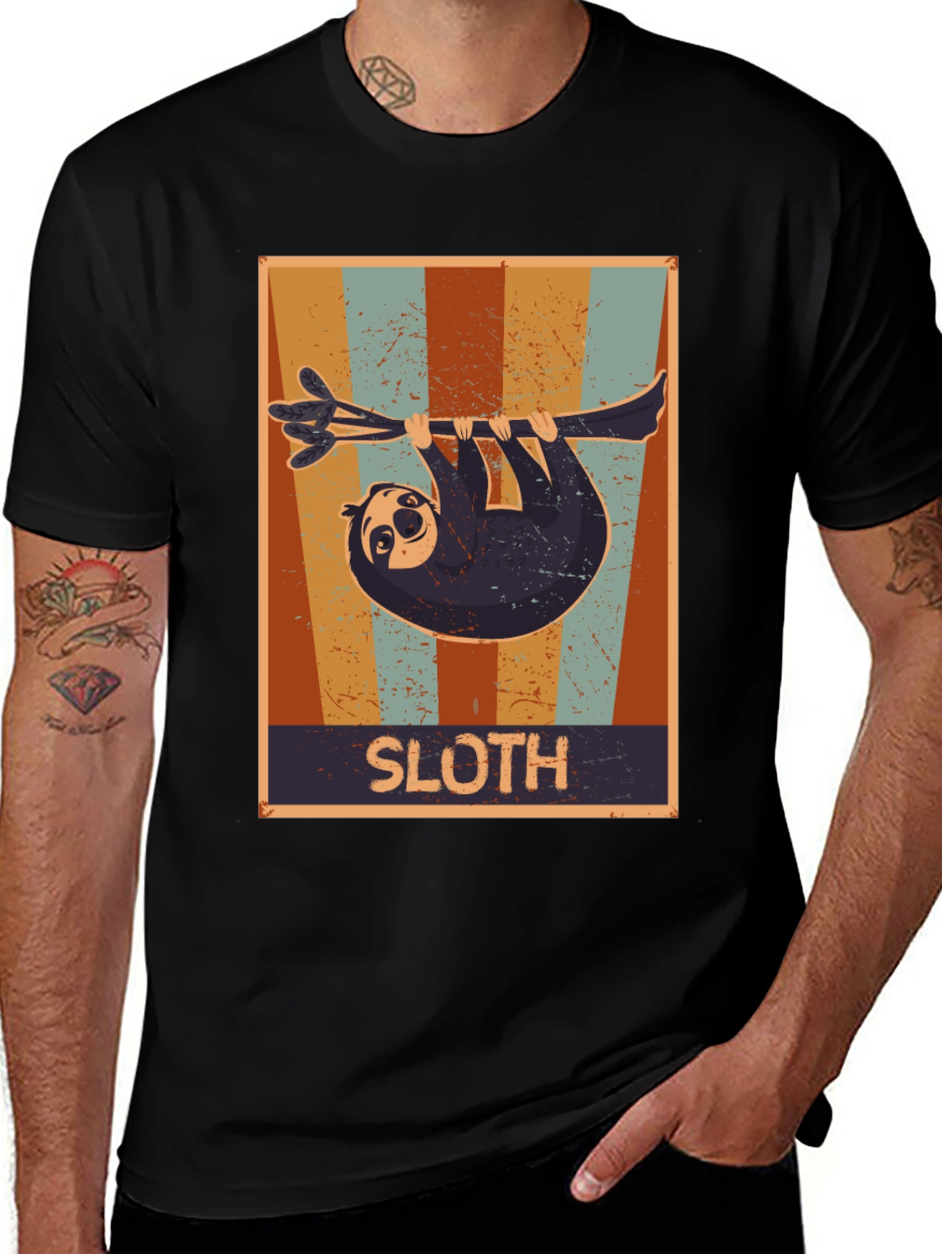 Retro Sloth Graphic T-Shirt - Comfort Fit Tee