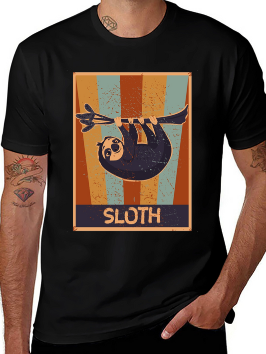 Retro Sloth Graphic T-Shirt - Comfort Fit Tee