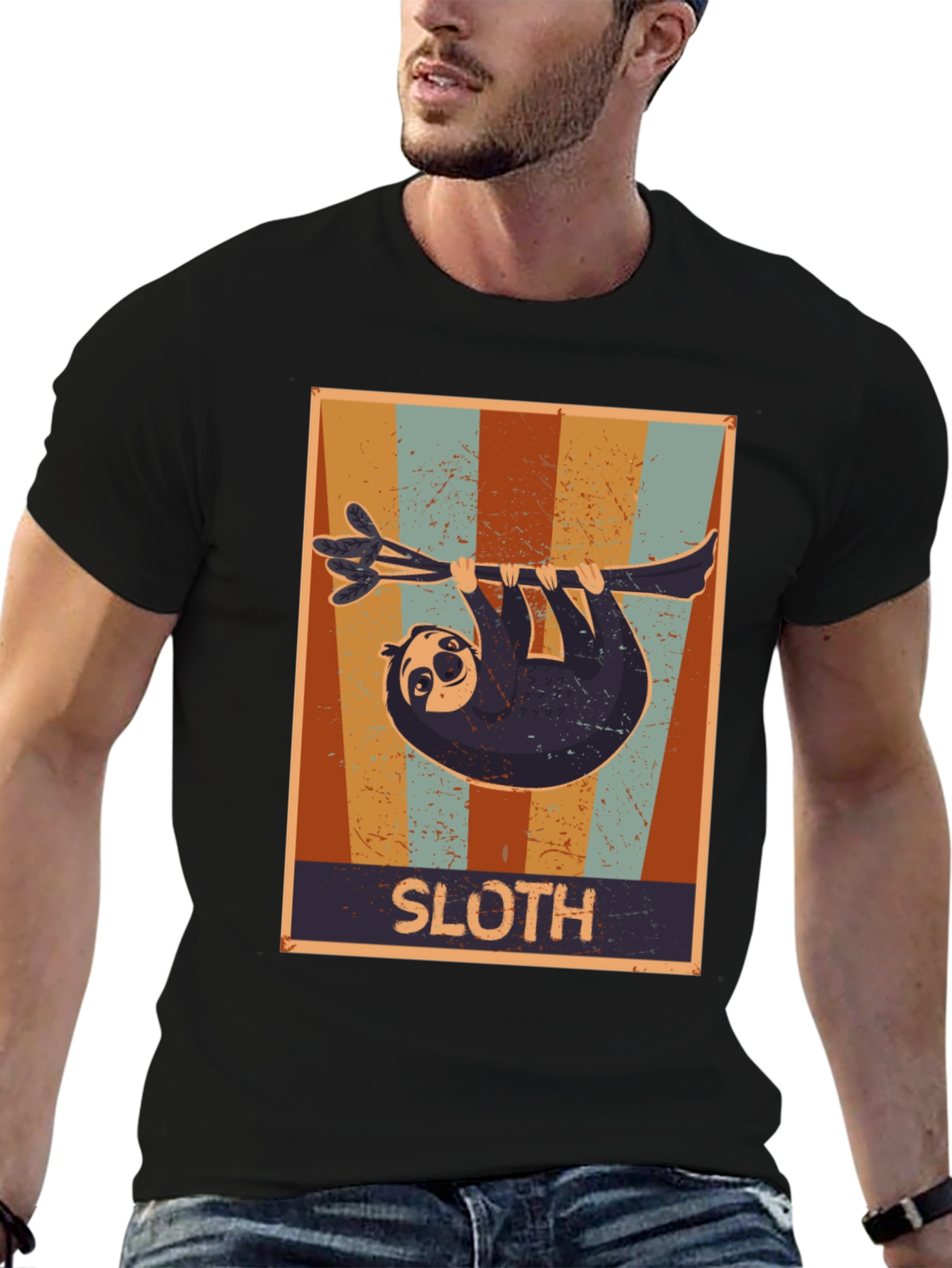 Retro Sloth Graphic T-Shirt - Comfort Fit Tee