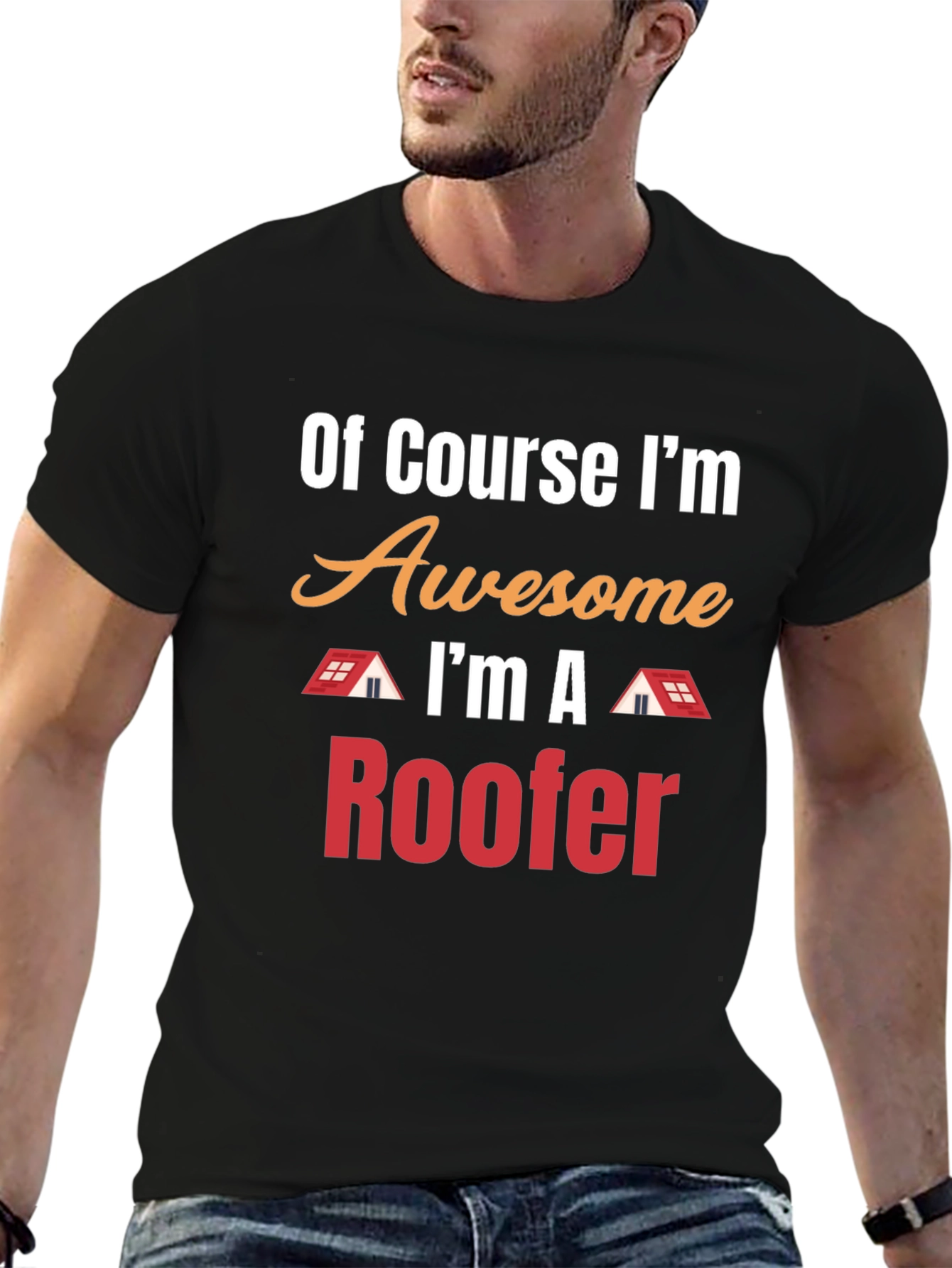 Awesome Roofer T-Shirt - Black Cotton Tee