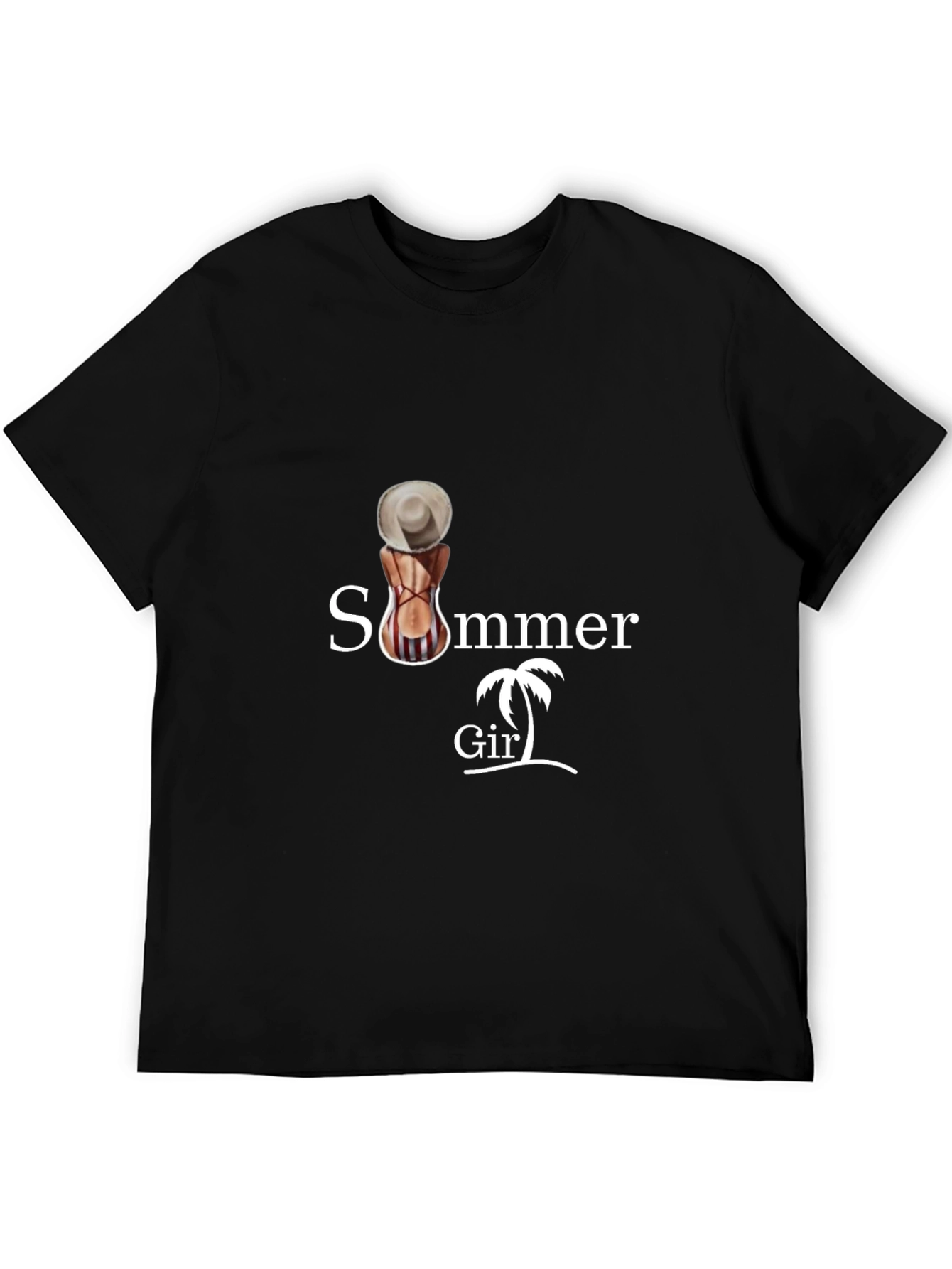 Summer Girl Graphic Tee - Black Cotton T-Shirt