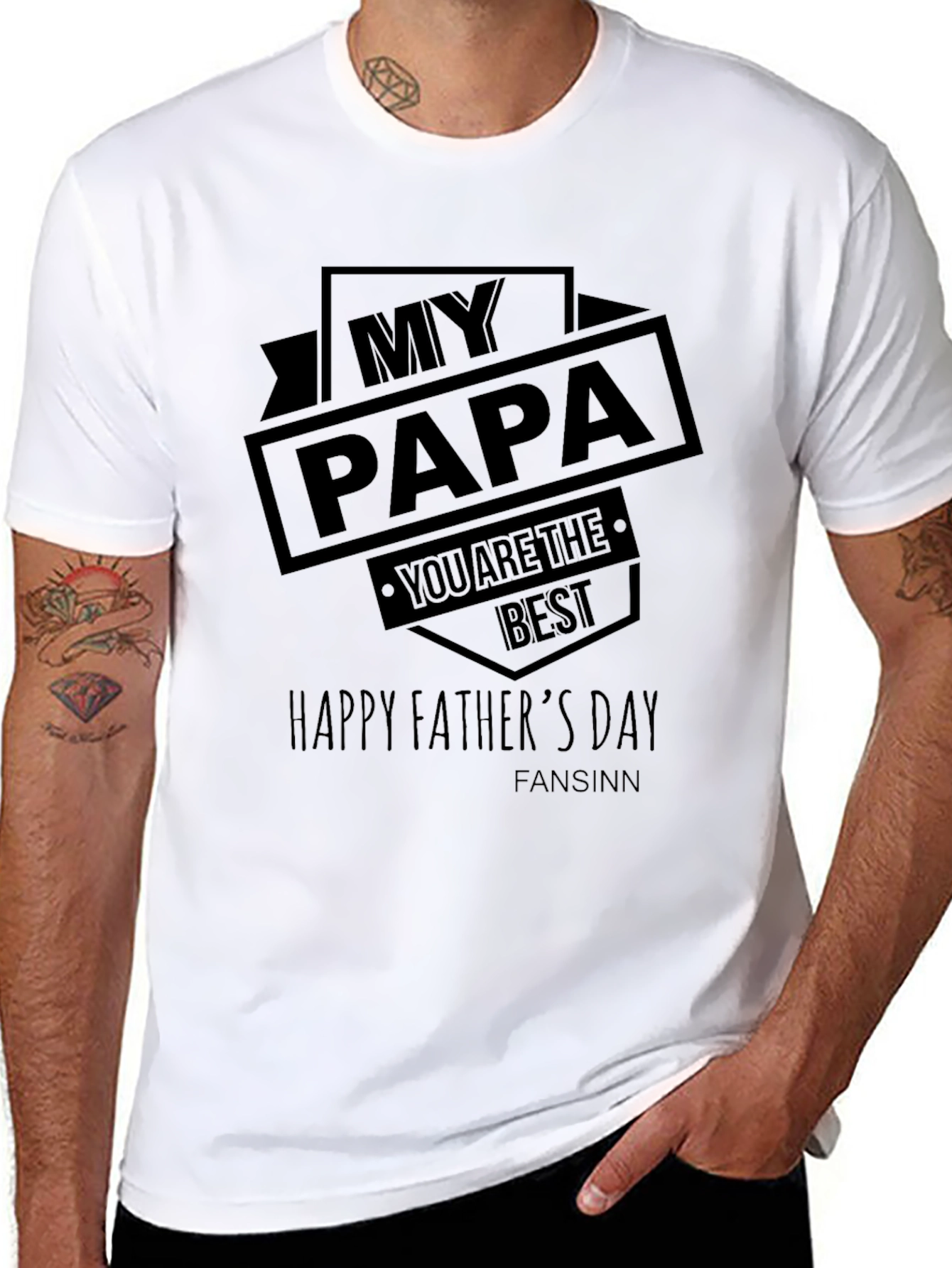 My Papa Happy Fathers Day Black T-Shirt