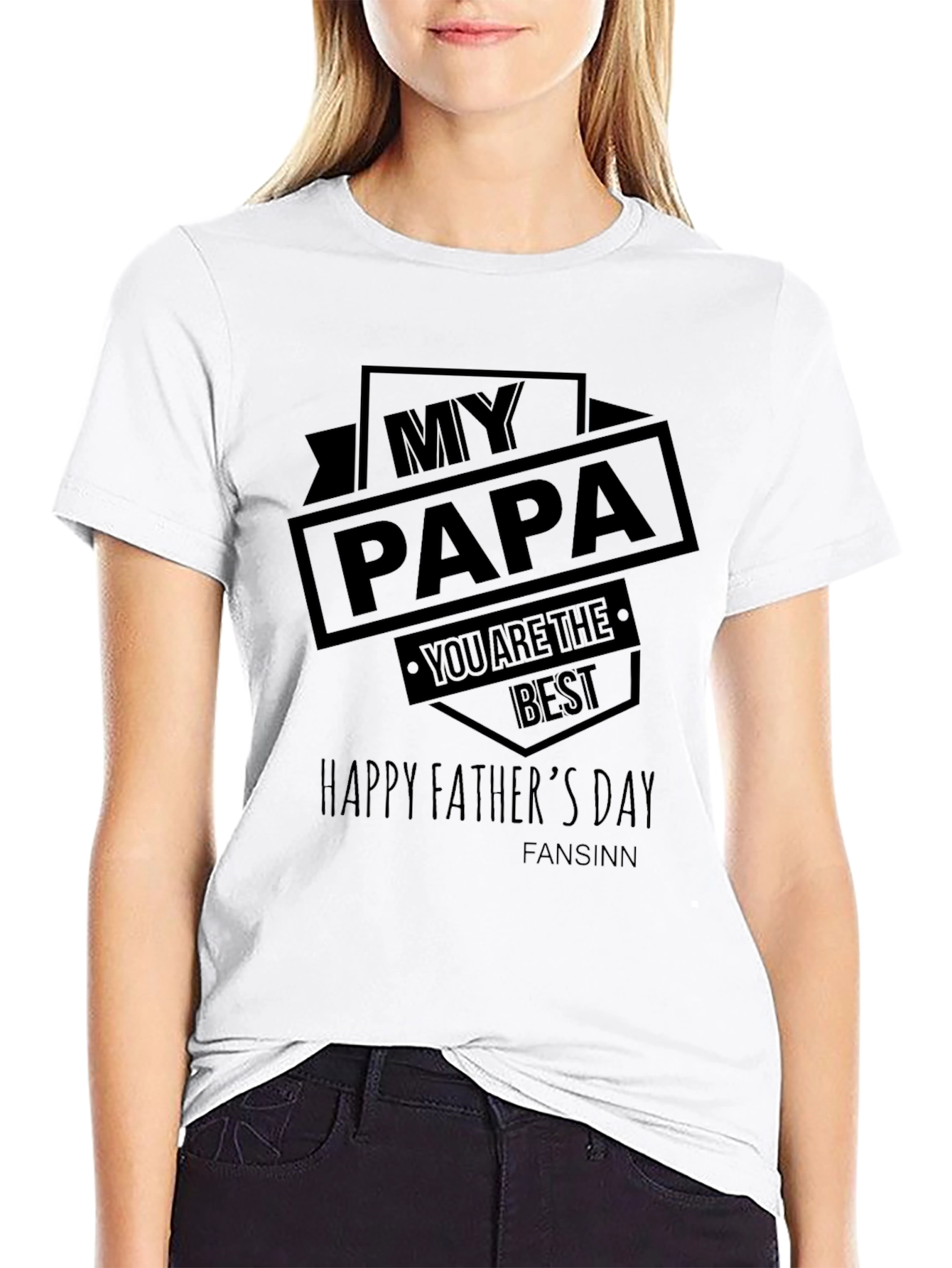 My Papa Happy Fathers Day Black T-Shirt