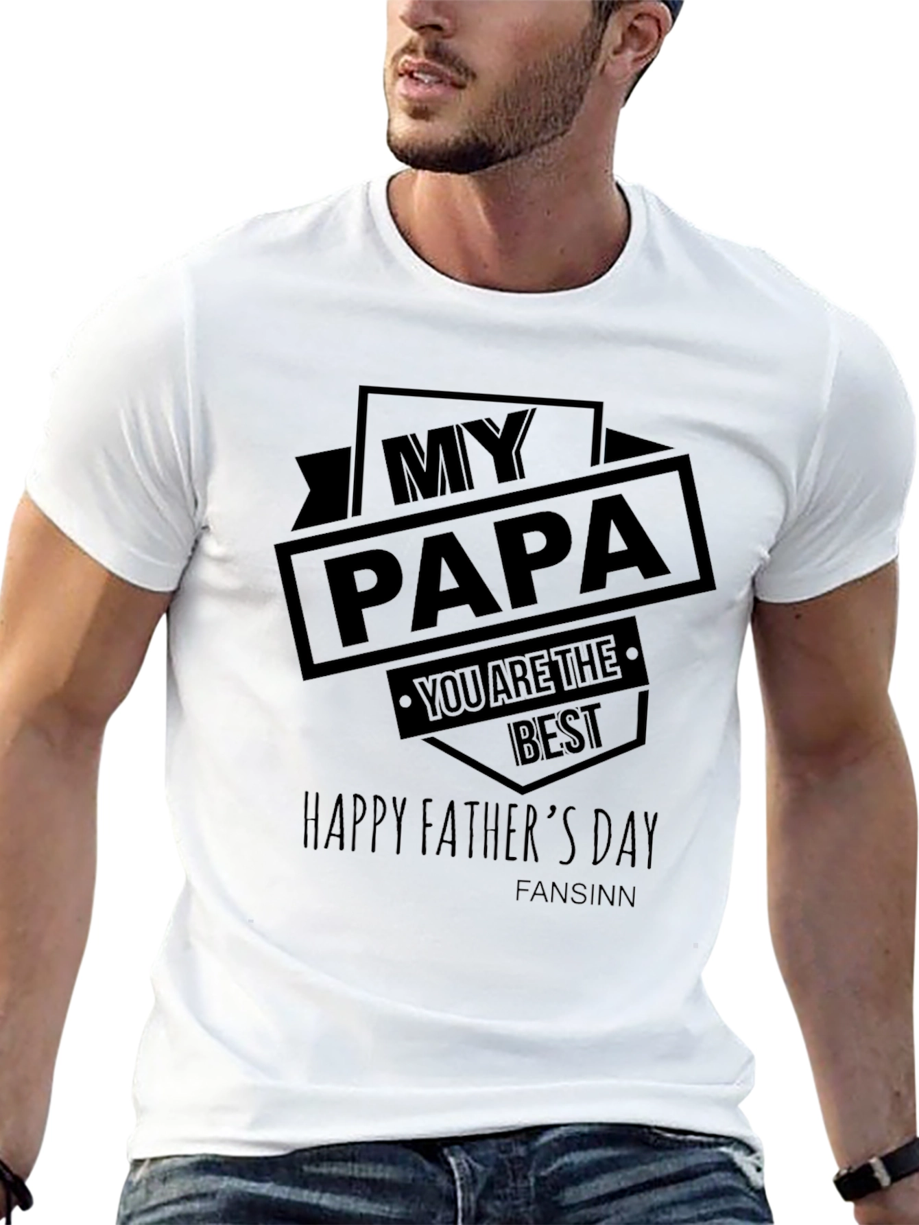 My Papa Happy Fathers Day Black T-Shirt