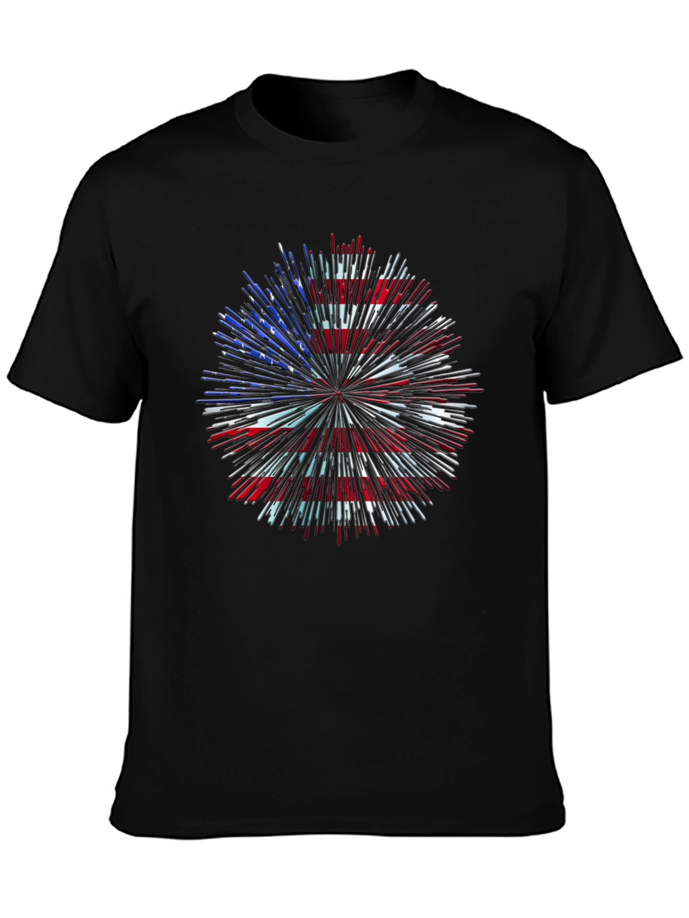 Patriotic USA Flag Fireworks Graphic Tee
