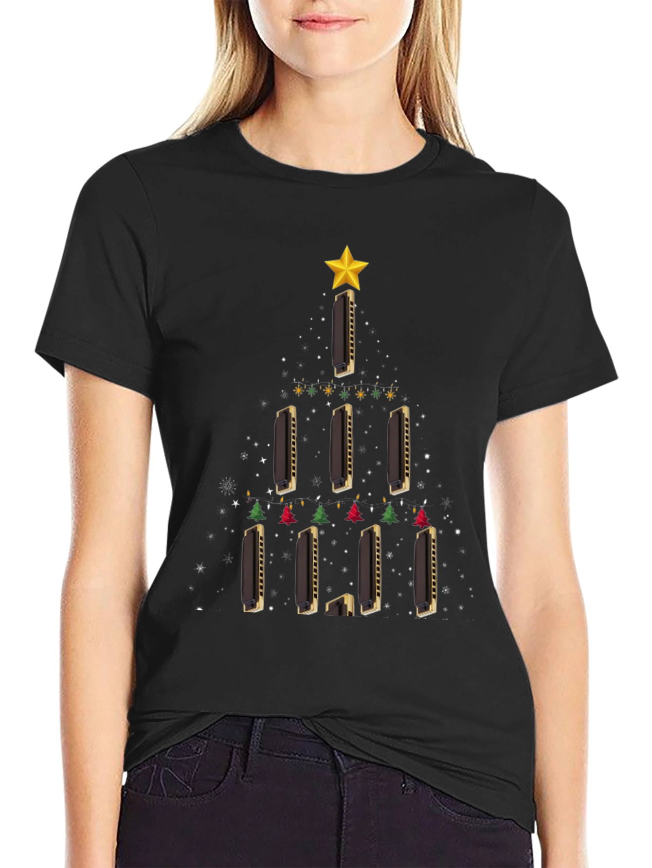 Harmonica Christmas Tree T-Shirt