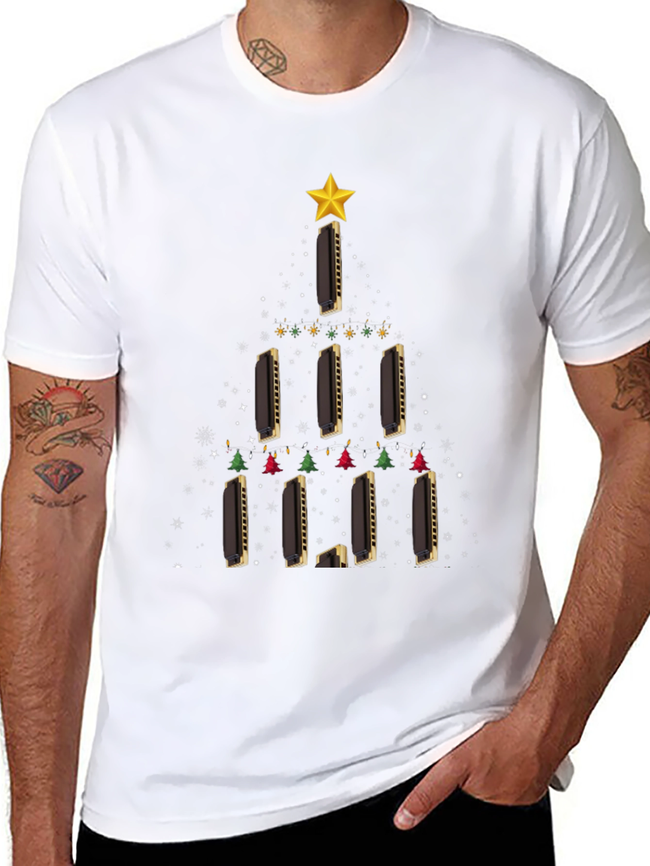Harmonica Christmas Tree T-Shirt
