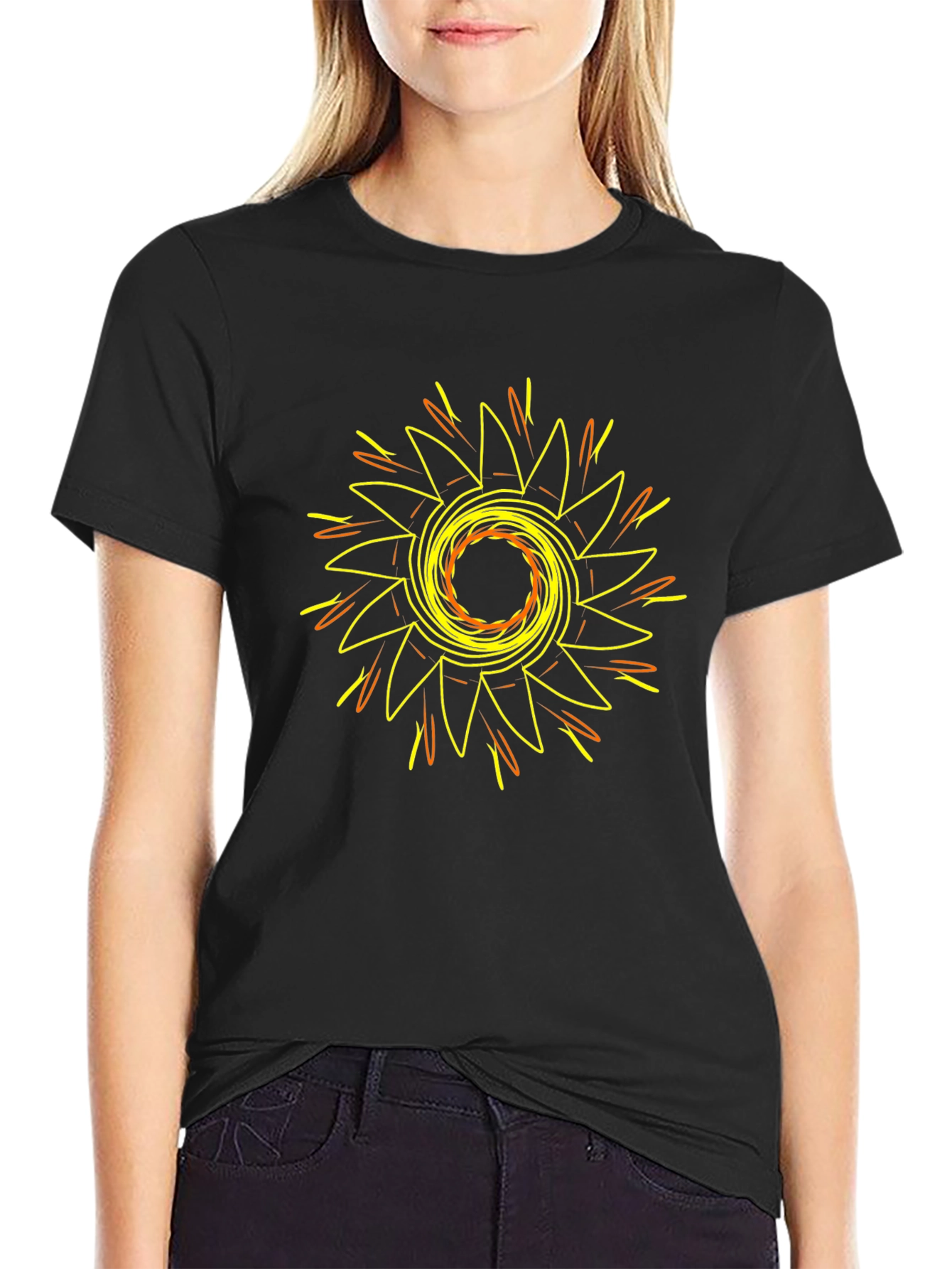 Geometric Sunburst Graphic T-Shirt