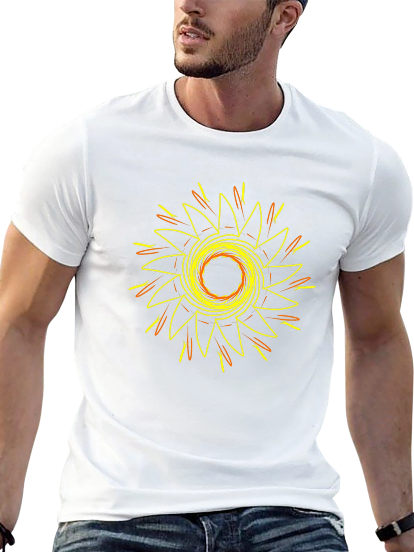 Geometric Sunburst Graphic T-Shirt