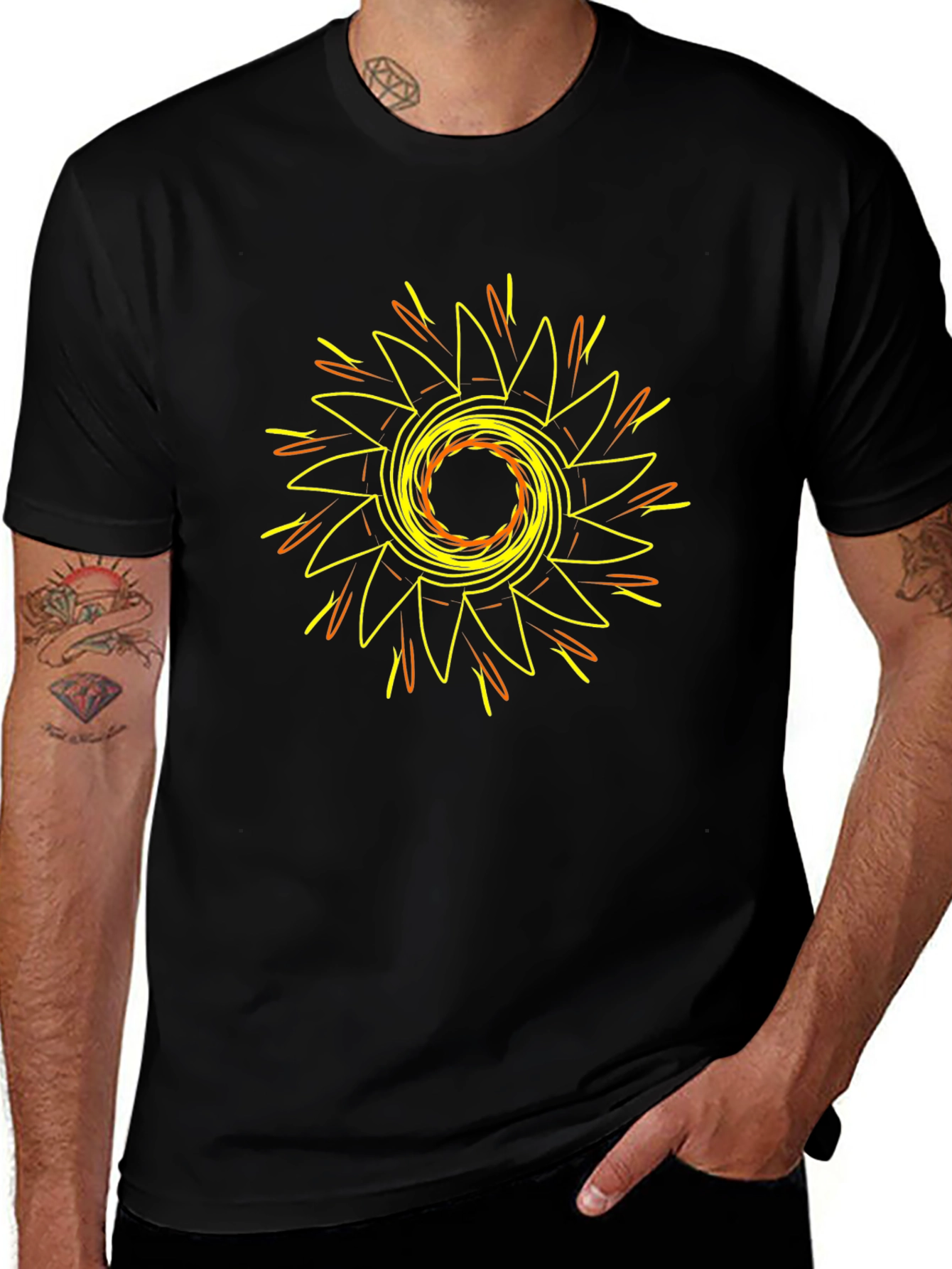 Geometric Sunburst Graphic T-Shirt