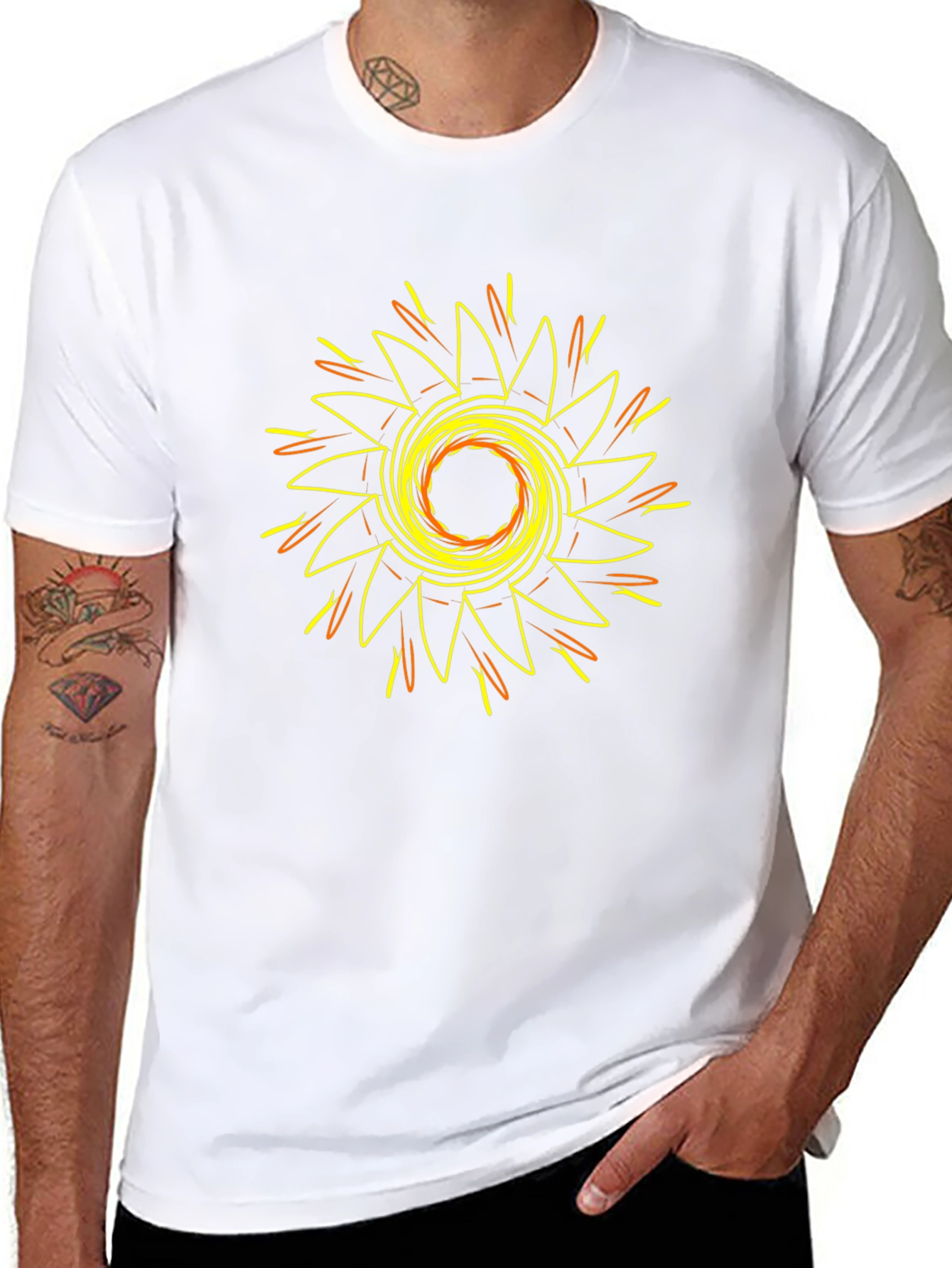 Geometric Sunburst Graphic T-Shirt