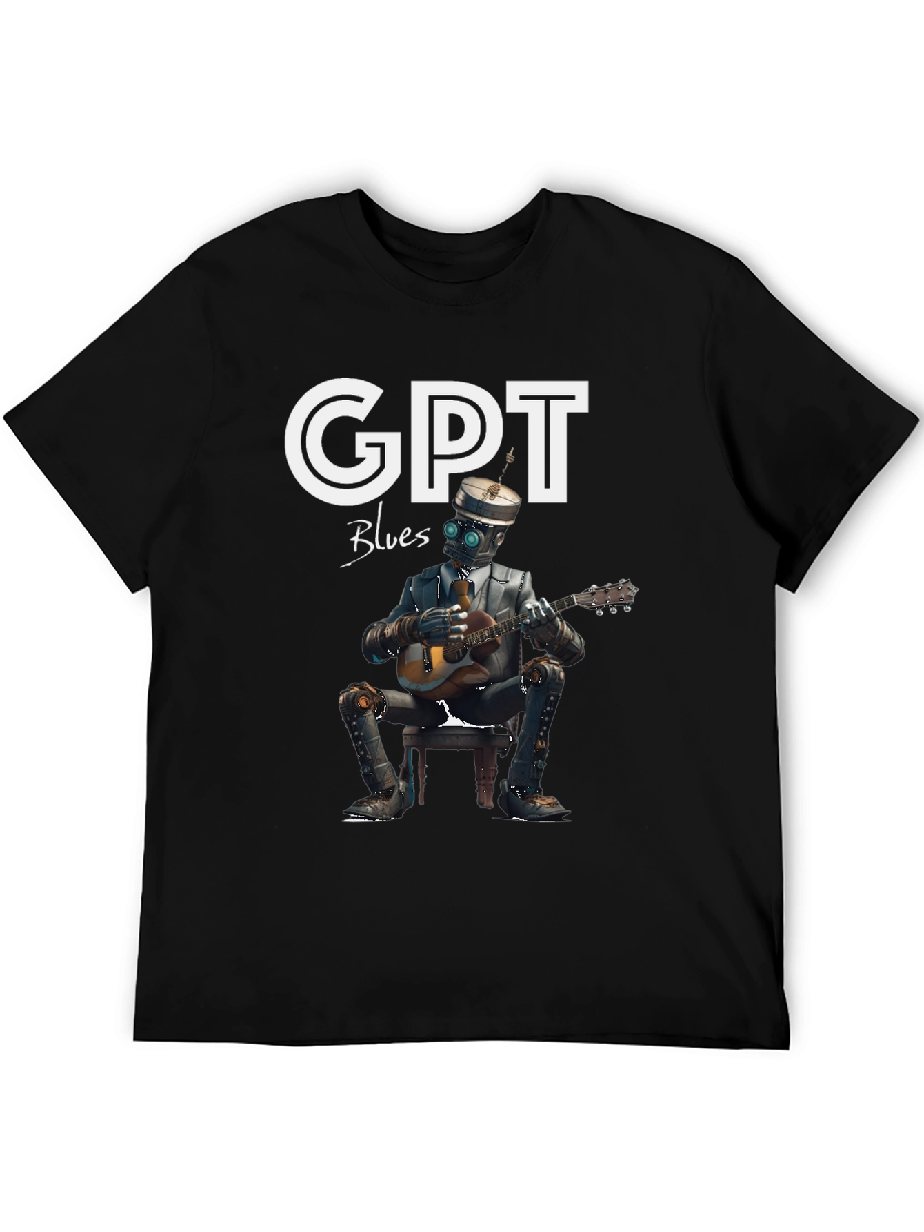 GPT Blues T-Shirt - Robot Musician Graphic Tee