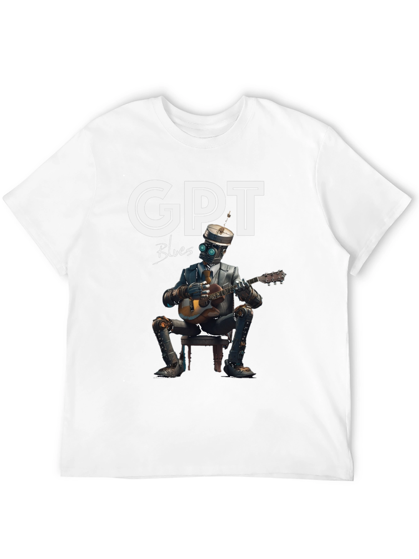 GPT Blues T-Shirt - Robot Musician Graphic Tee