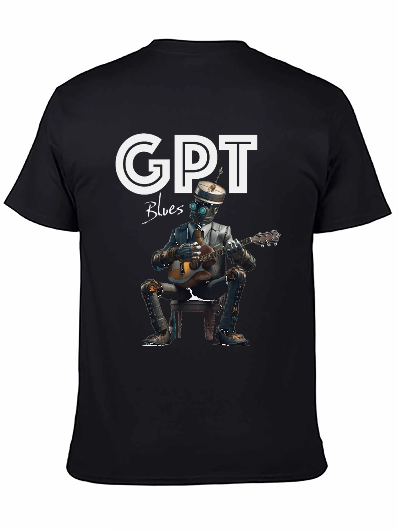 GPT Blues T-Shirt - Robot Musician Graphic Tee