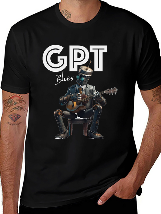 GPT Blues T-Shirt - Robot Musician Graphic Tee