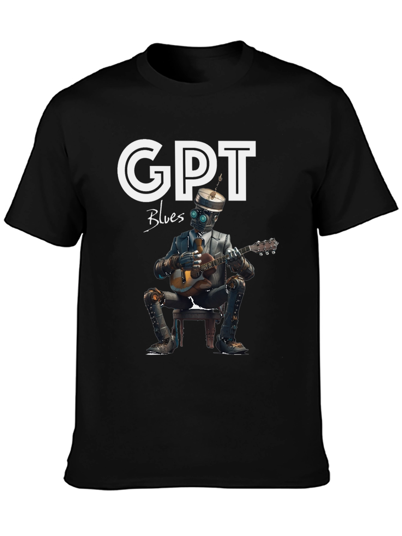 GPT Blues T-Shirt - Robot Musician Graphic Tee