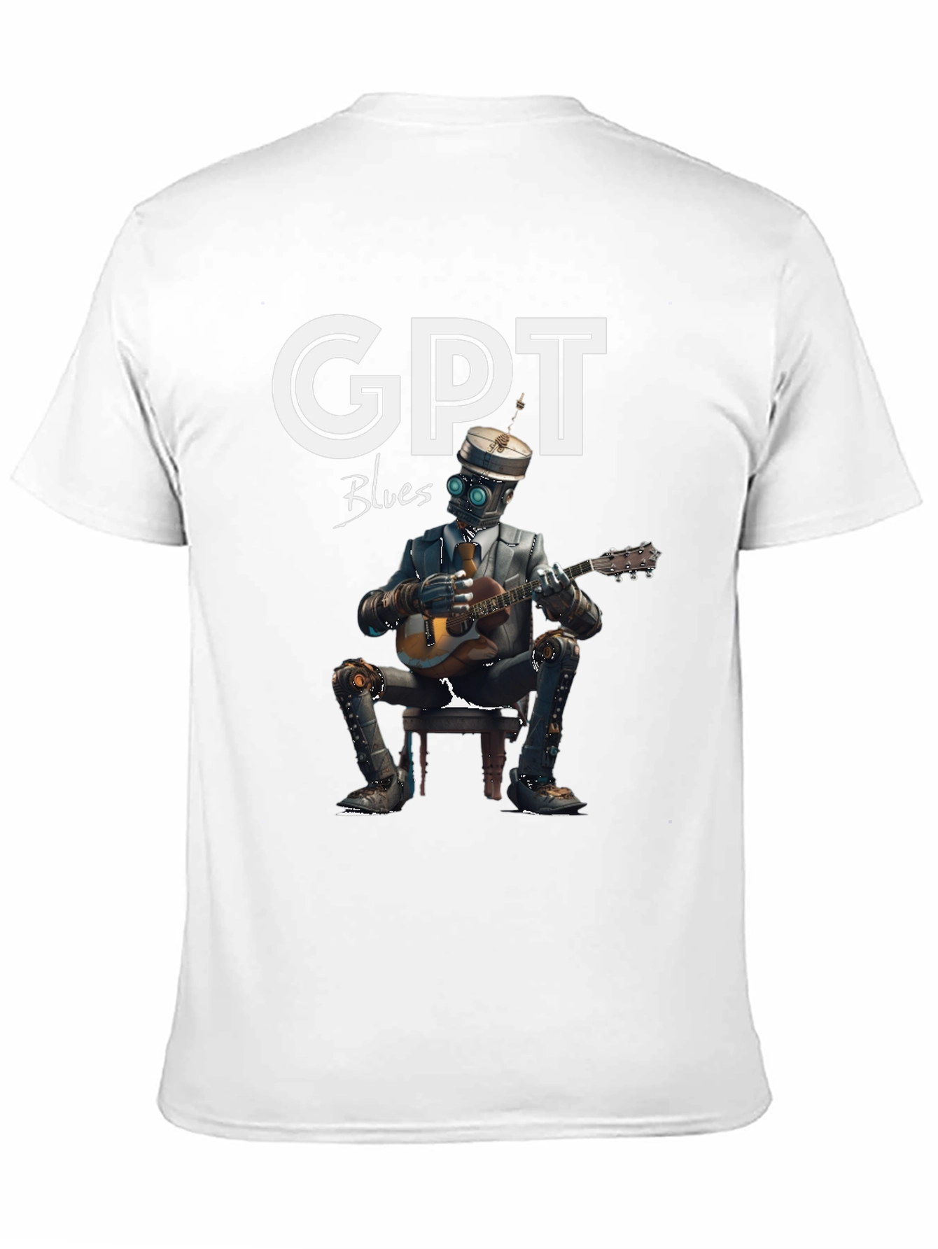 GPT Blues T-Shirt - Robot Musician Graphic Tee