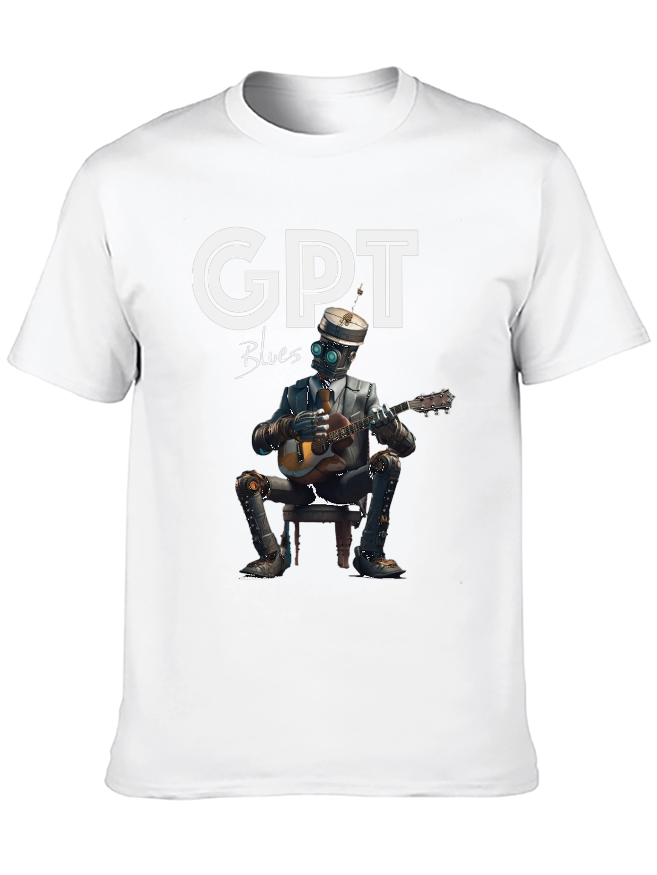 GPT Blues T-Shirt - Robot Musician Graphic Tee