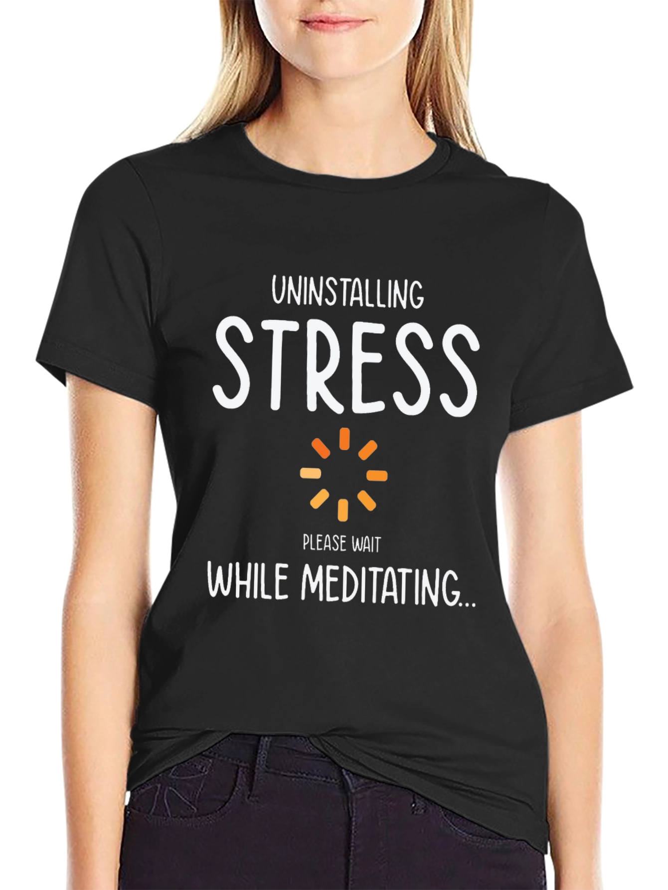 Uninstalling Stress Black T-Shirt