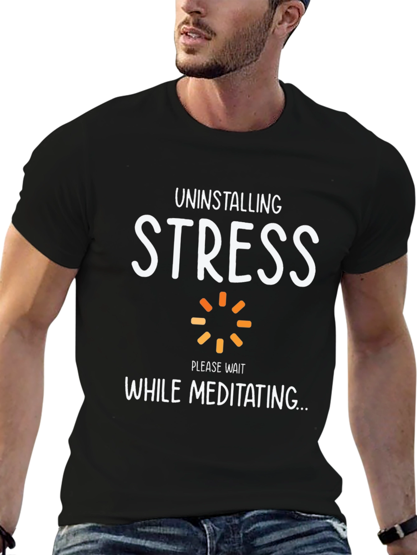 Uninstalling Stress Black T-Shirt
