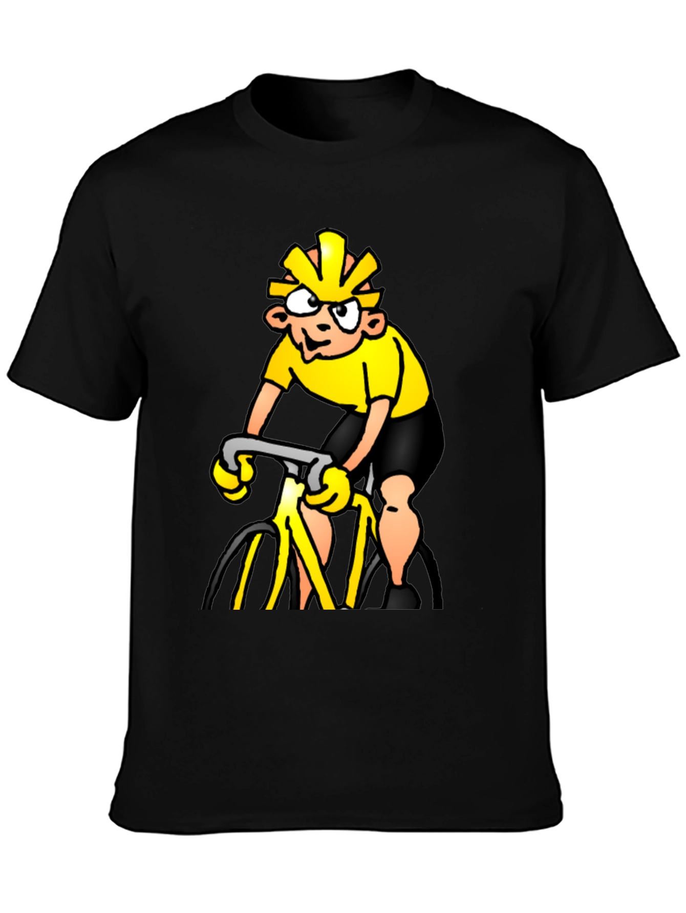 Cycling Cartoon Black T-Shirt