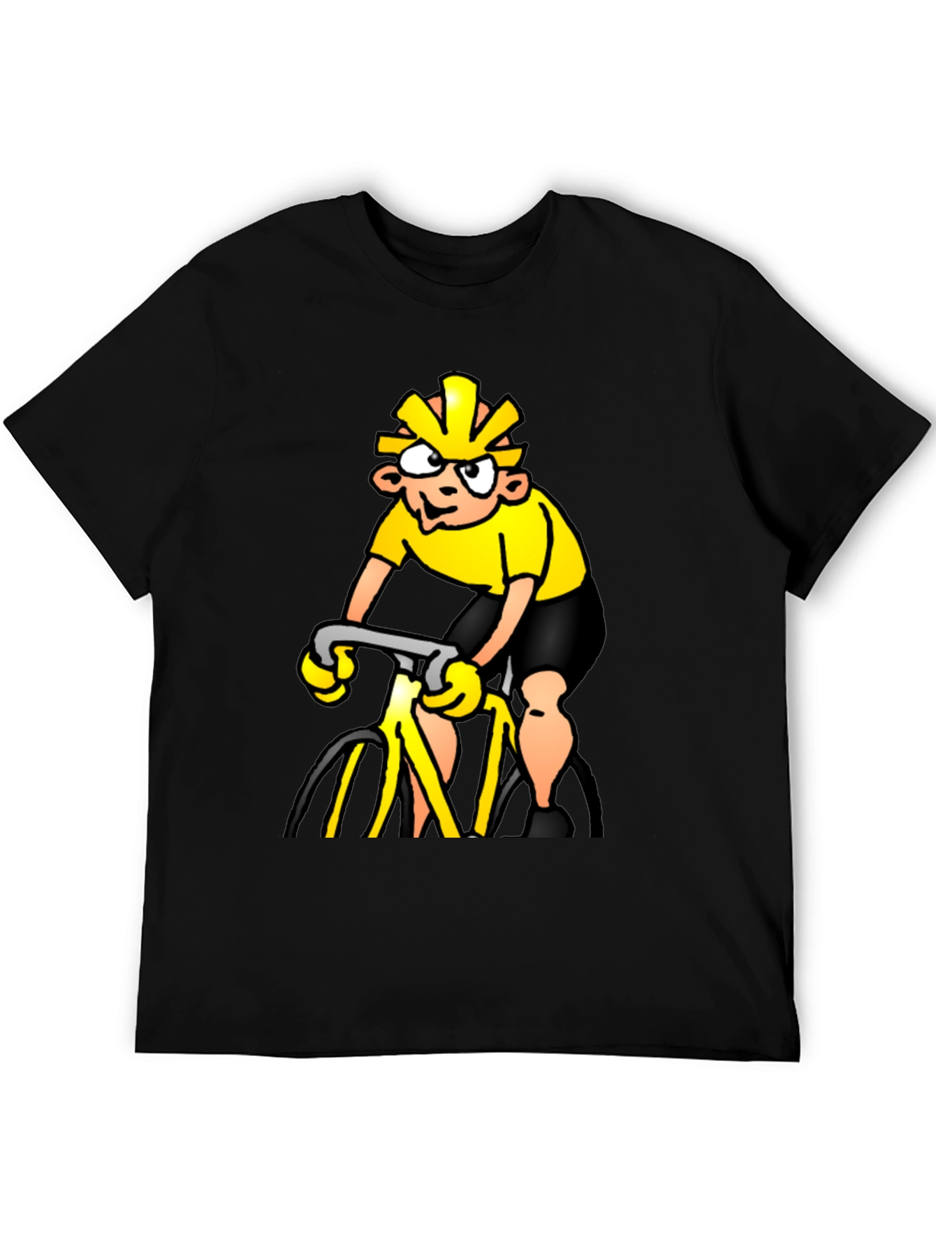 Cycling Cartoon Black T-Shirt