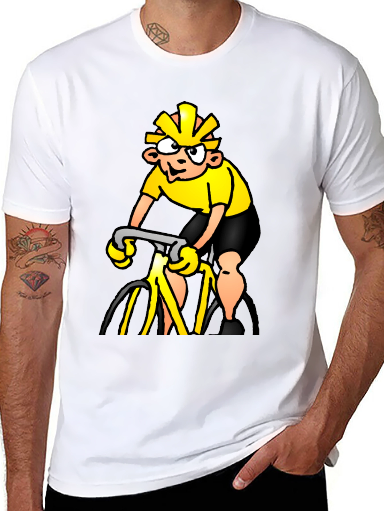 Cycling Cartoon Black T-Shirt