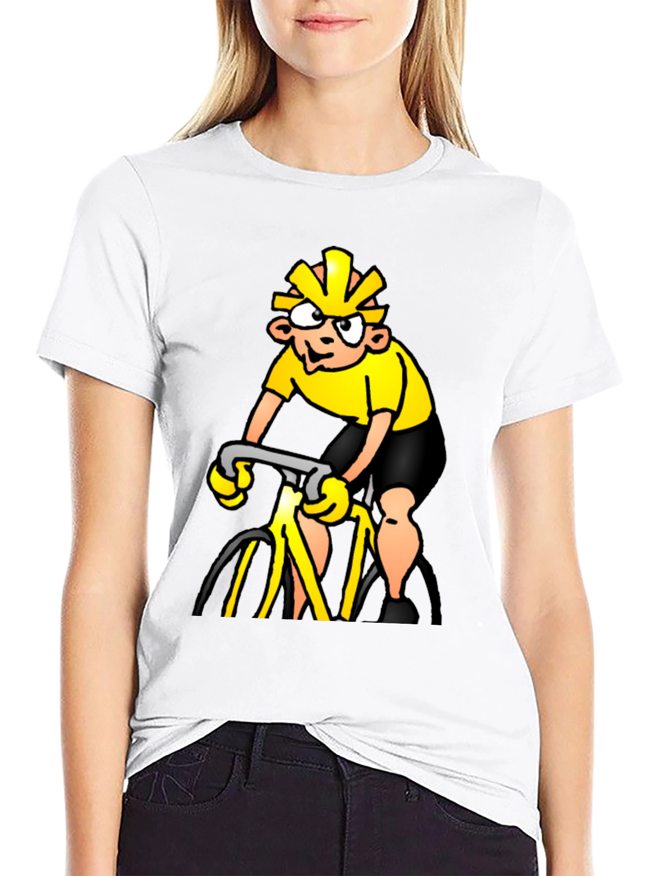 Cycling Cartoon Black T-Shirt