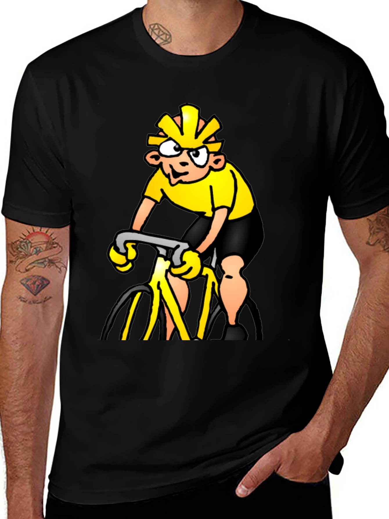 Cycling Cartoon Black T-Shirt