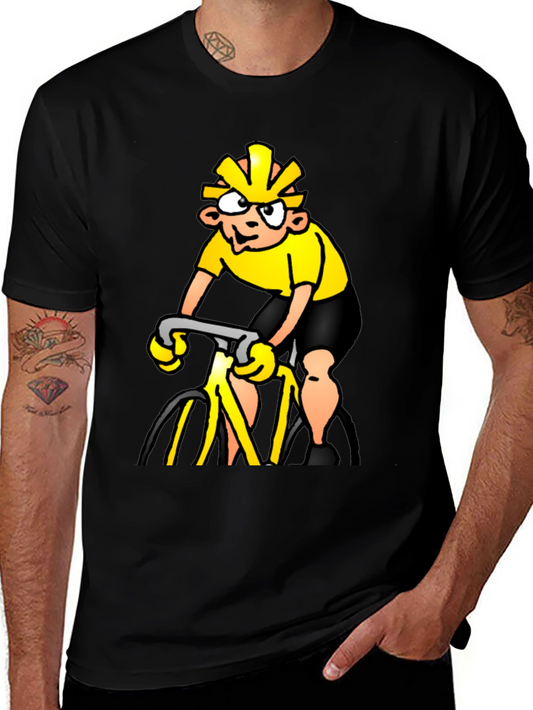 Cycling Cartoon Black T-Shirt