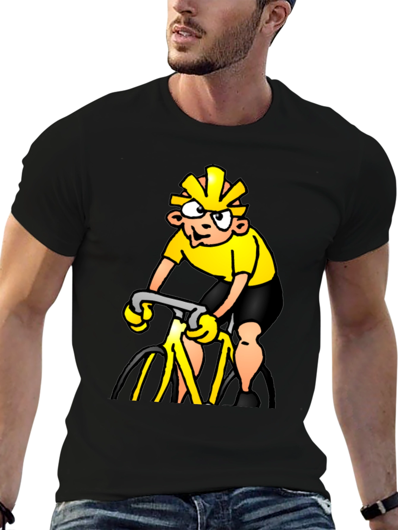 Cycling Cartoon Black T-Shirt