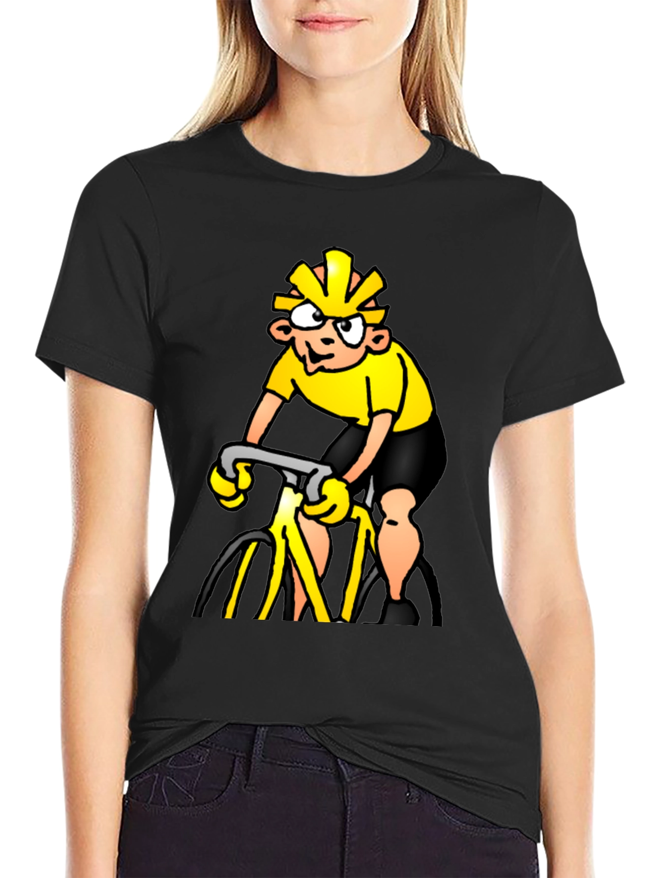 Cycling Cartoon Black T-Shirt