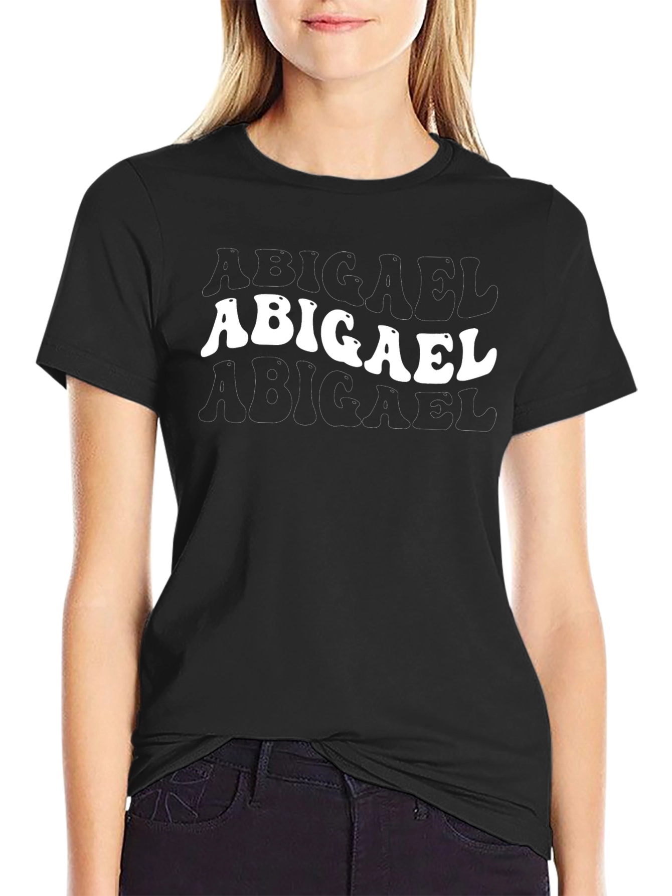 Abigael Name Graphic Black T-Shirt