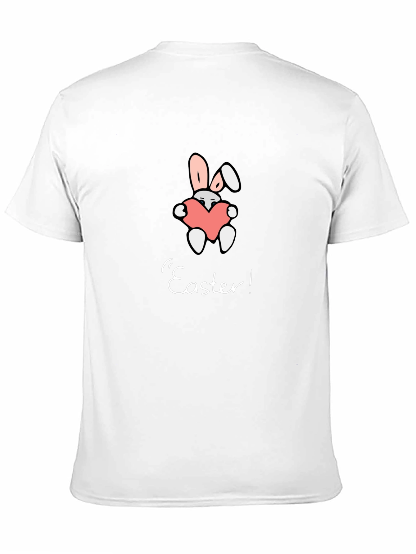 Easter Bunny Heart Graphic Tee - Black Casual T-Shirt