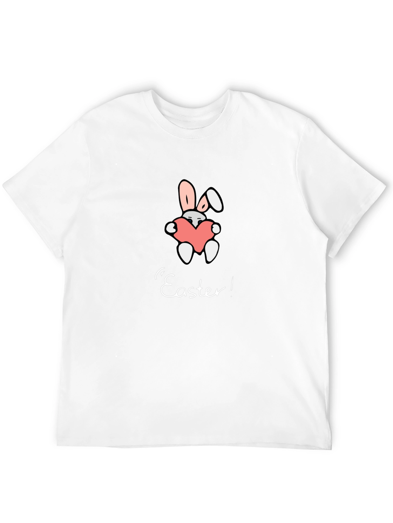 Easter Bunny Heart Graphic Tee - Black Casual T-Shirt