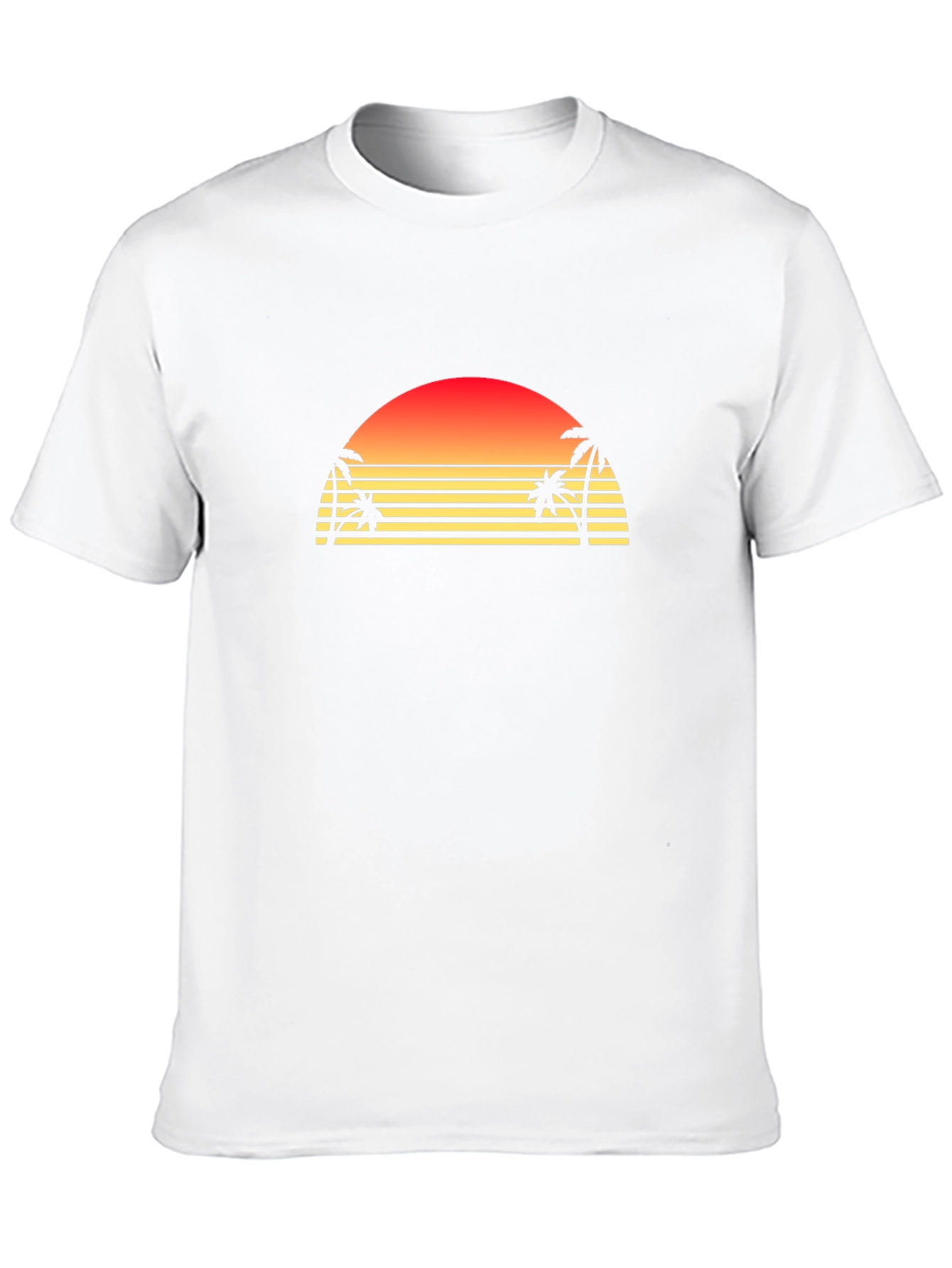 Retro Sunset Palm Tree Graphic T-Shirt - Black