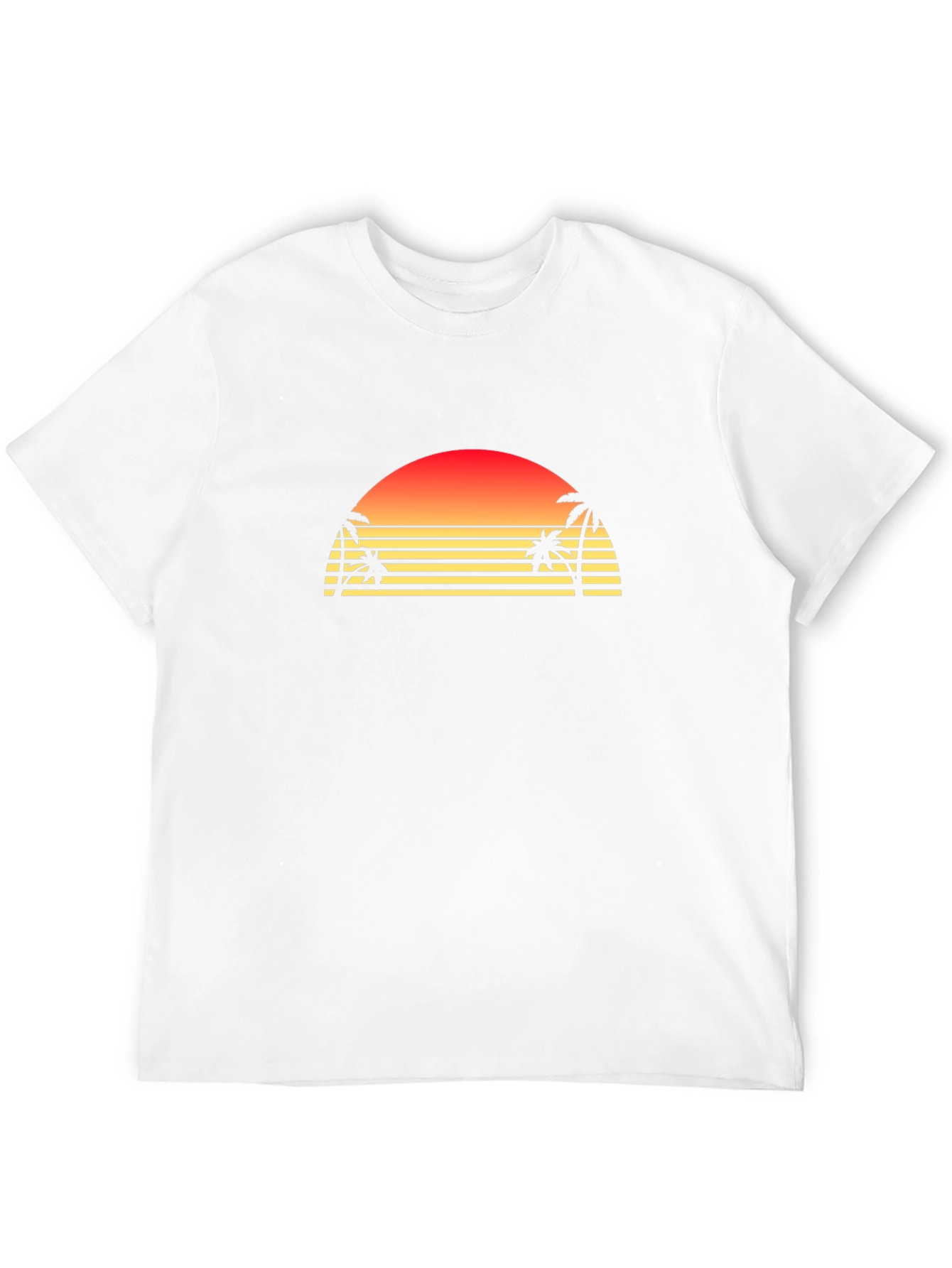 Retro Sunset Palm Tree Graphic T-Shirt - Black