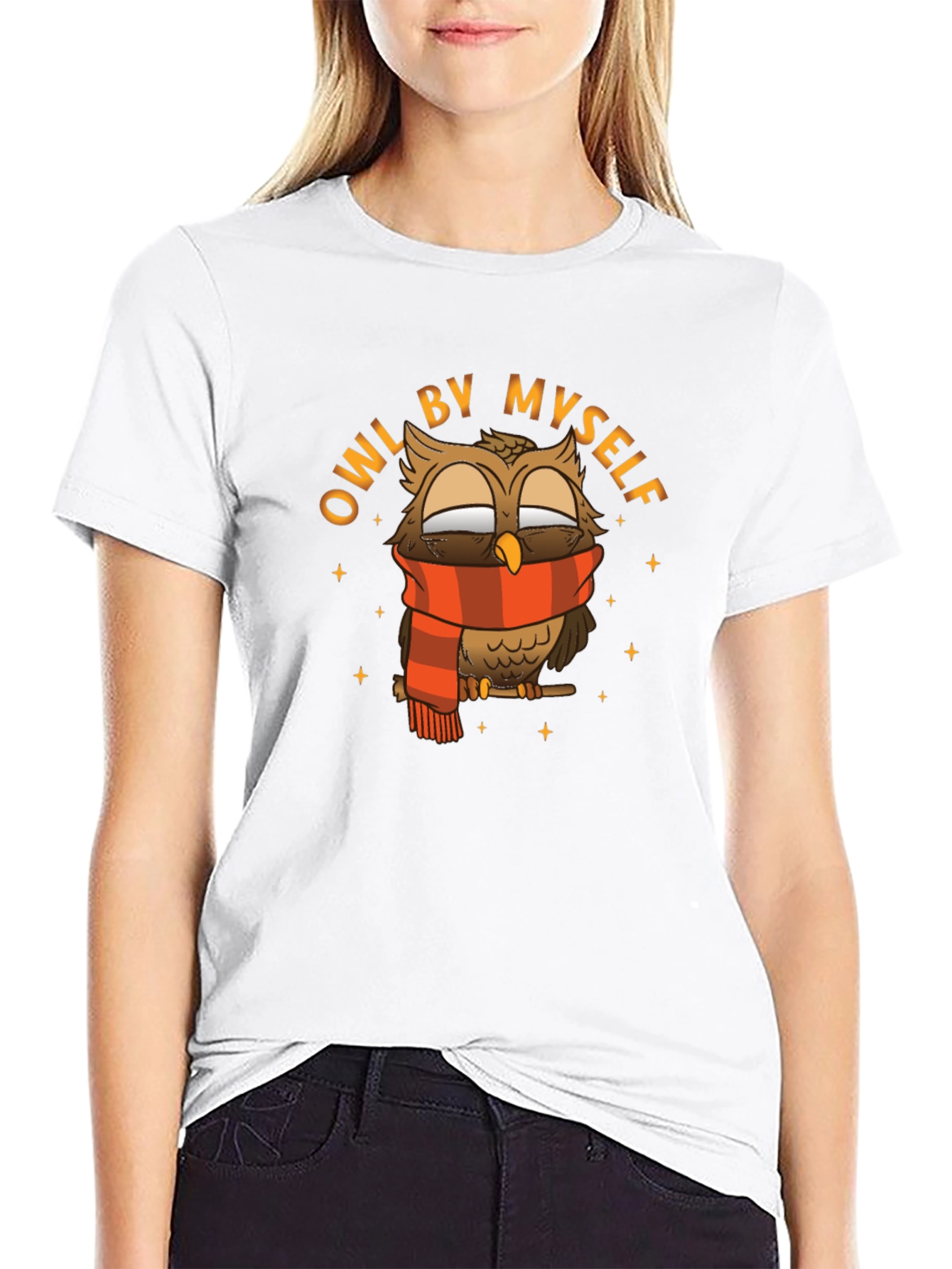 Owl By Myself Black Graphic Tee