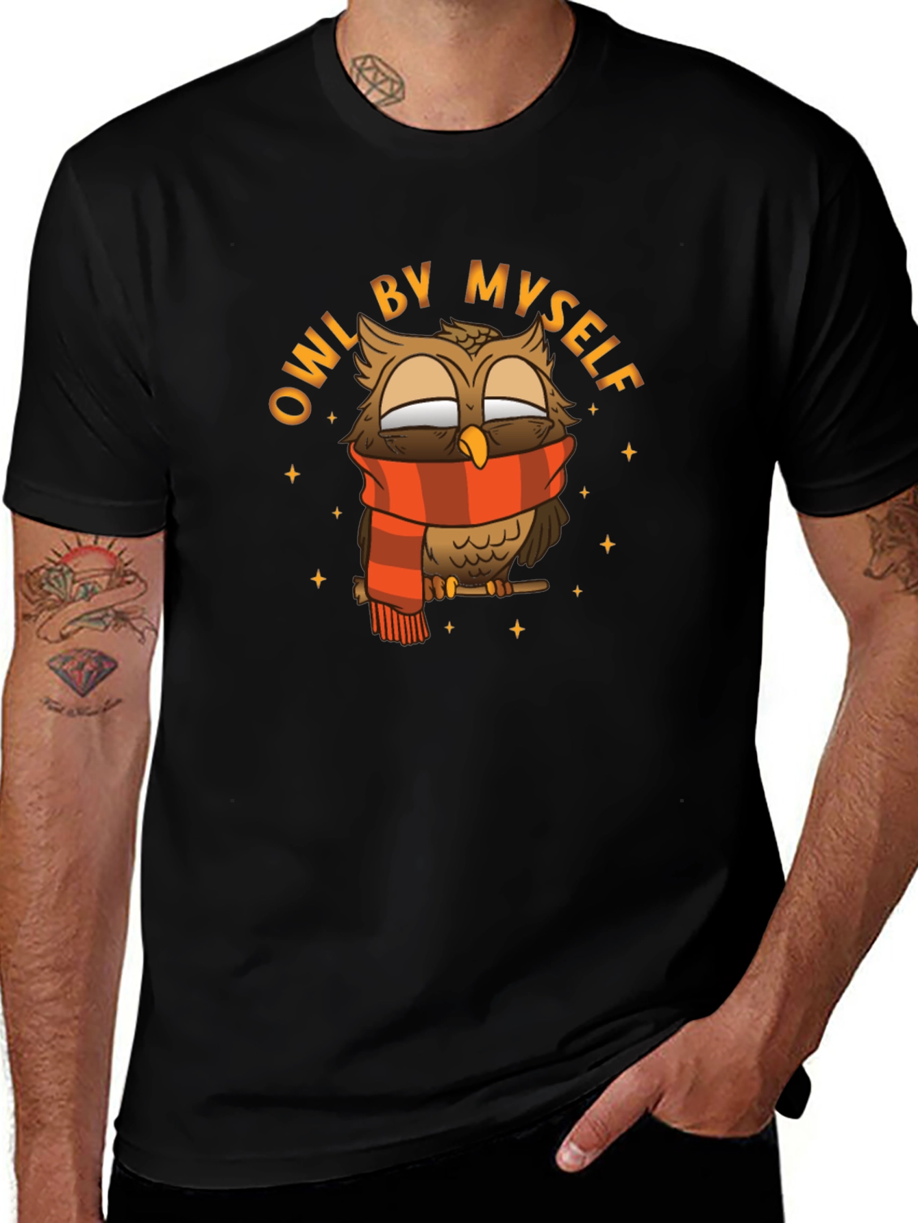 Owl By Myself Black Graphic Tee