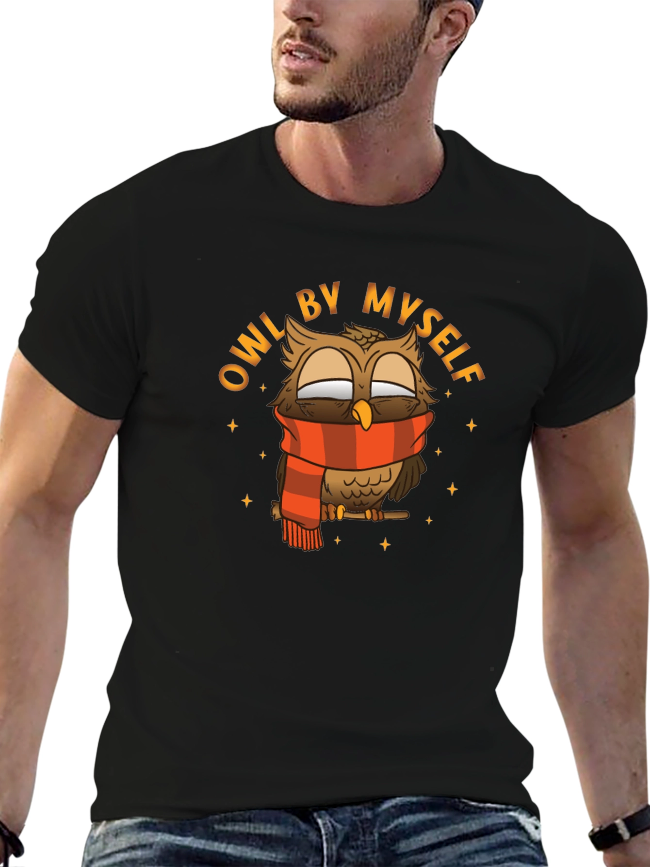 Owl By Myself Black Graphic Tee