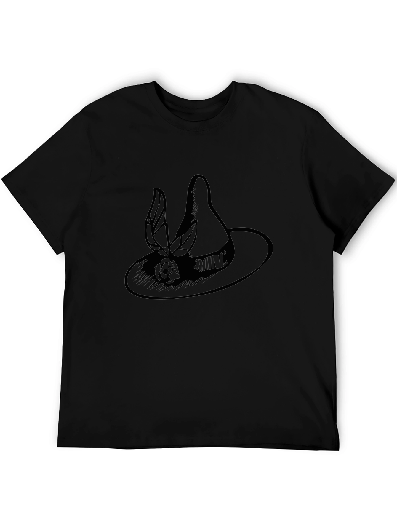 Elegant Hat Graphic Black Tee - Unisex Fashion