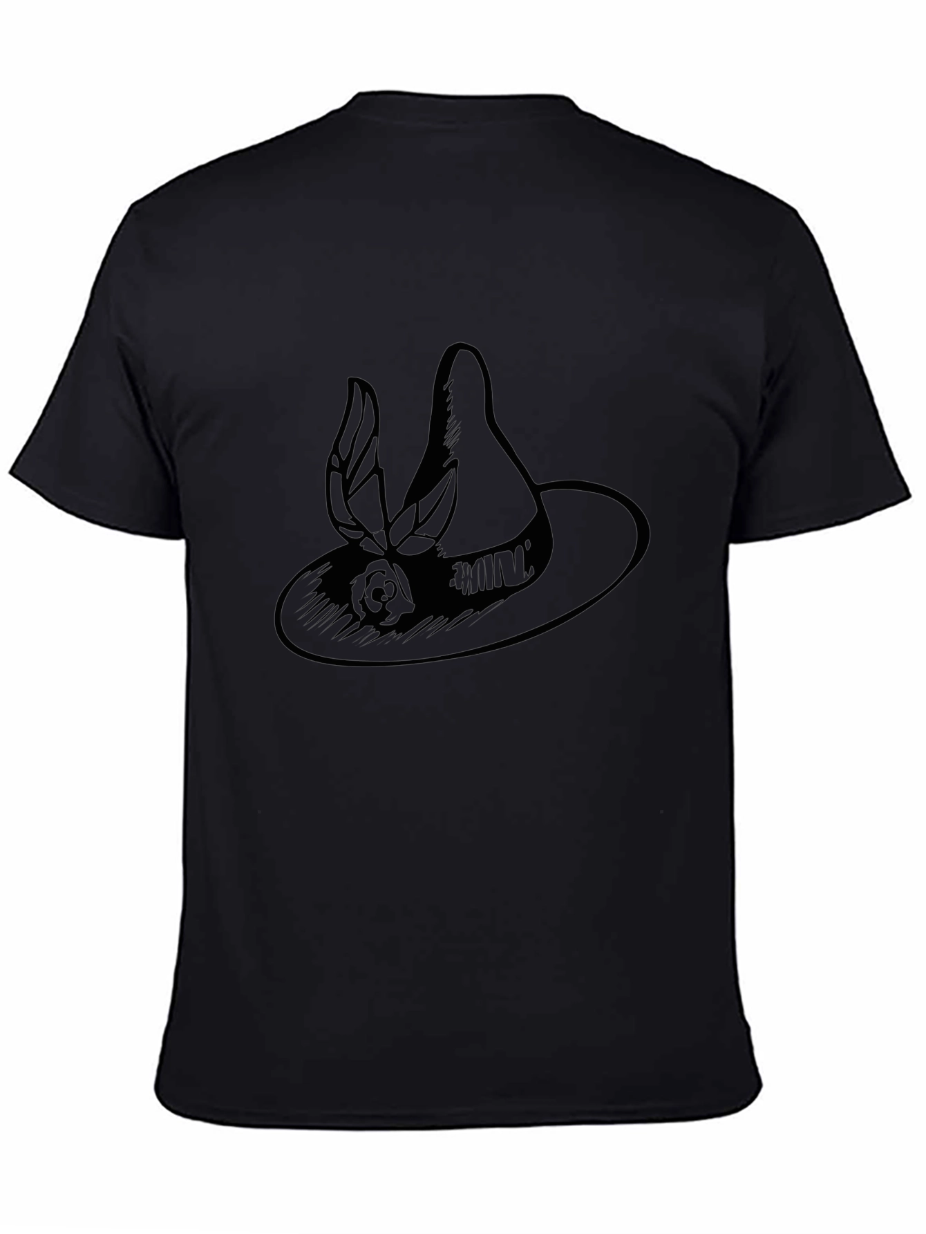 Elegant Hat Graphic Black Tee - Unisex Fashion