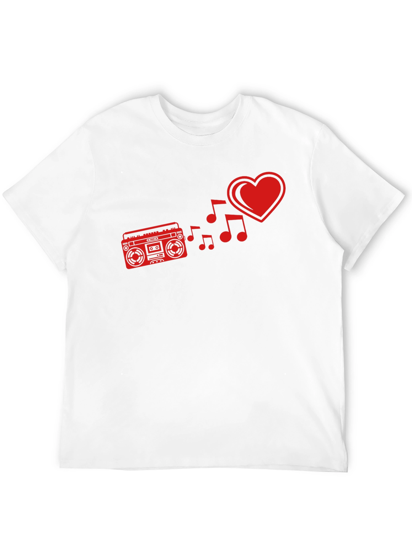 Retro Music Lover Tee - Heart Boombox Design