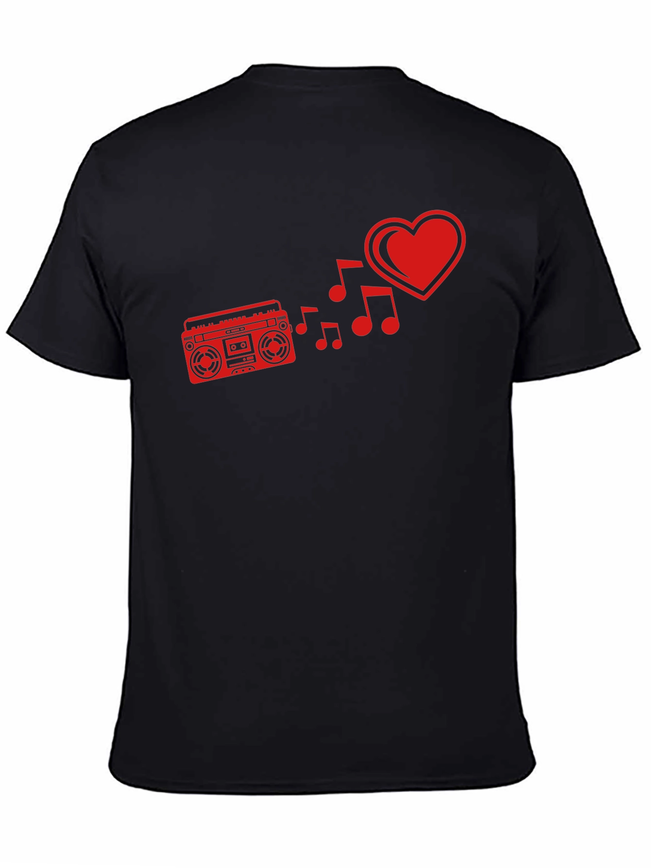 Retro Music Lover Tee - Heart Boombox Design