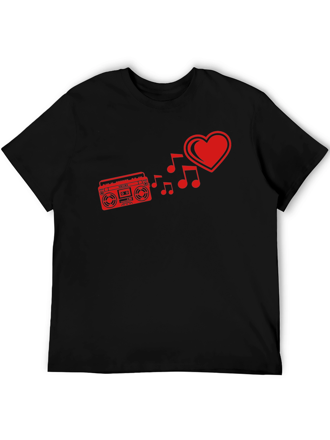 Retro Music Lover Tee - Heart Boombox Design