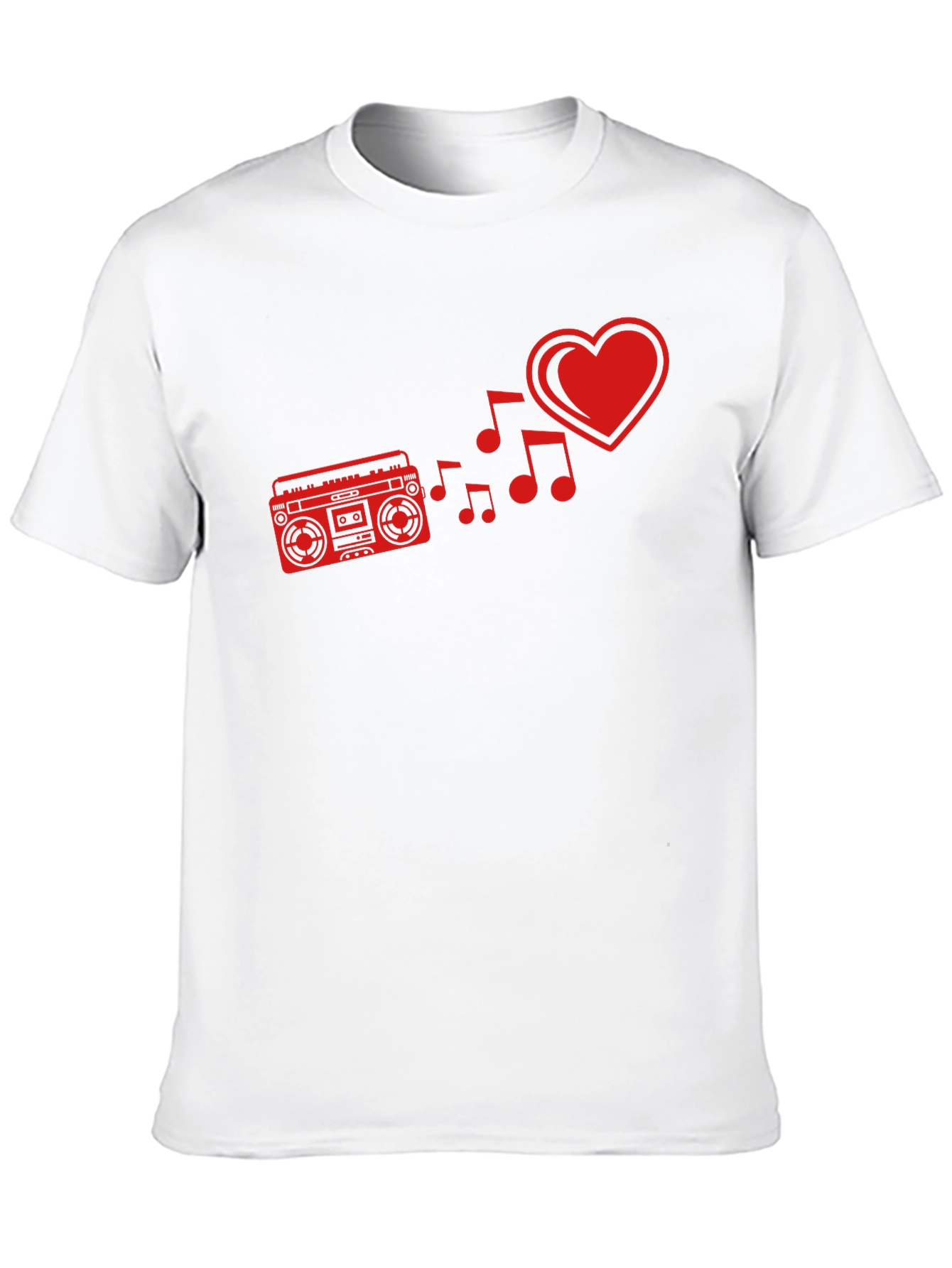 Retro Music Lover Tee - Heart Boombox Design