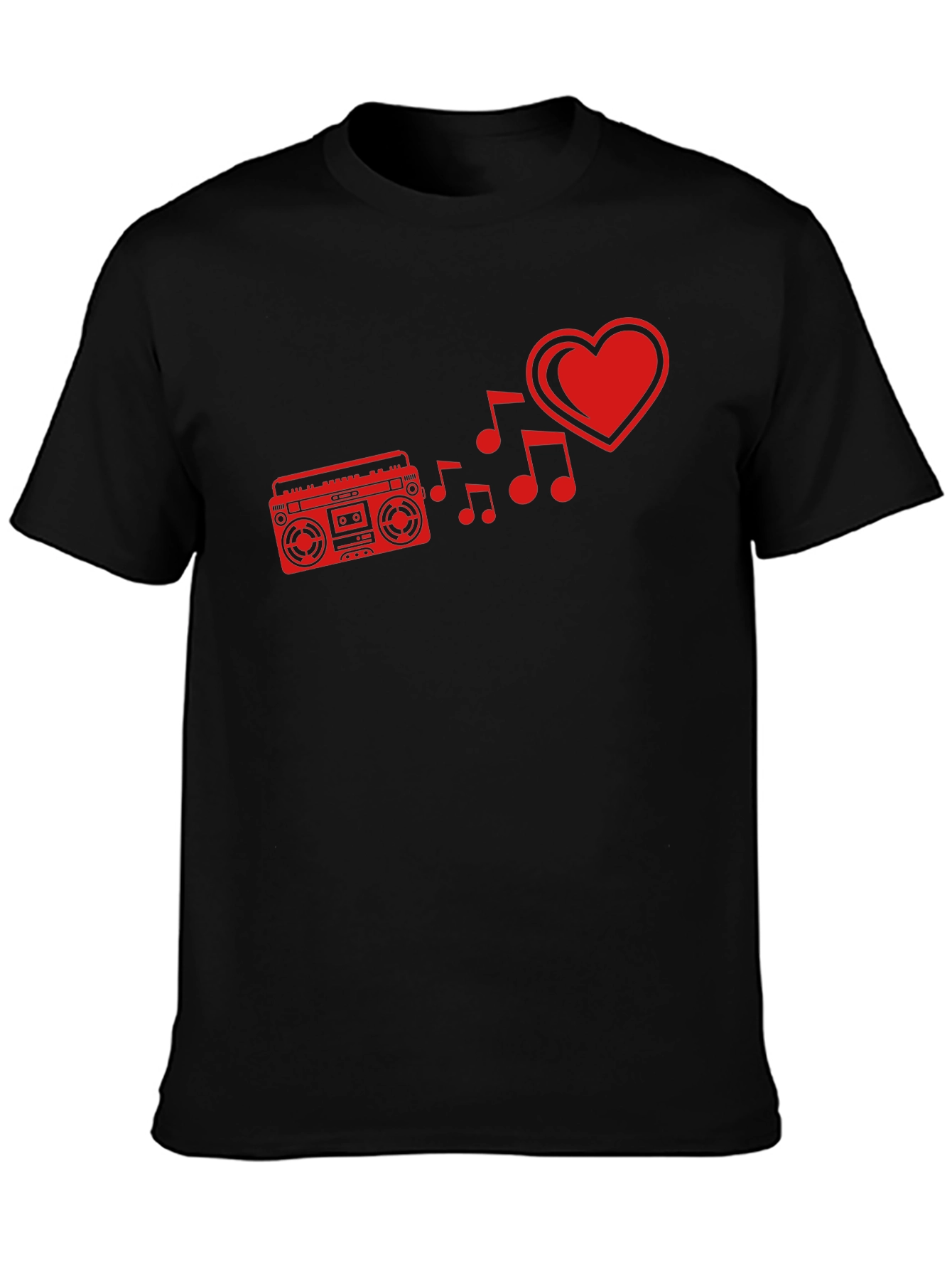 Retro Music Lover Tee - Heart Boombox Design