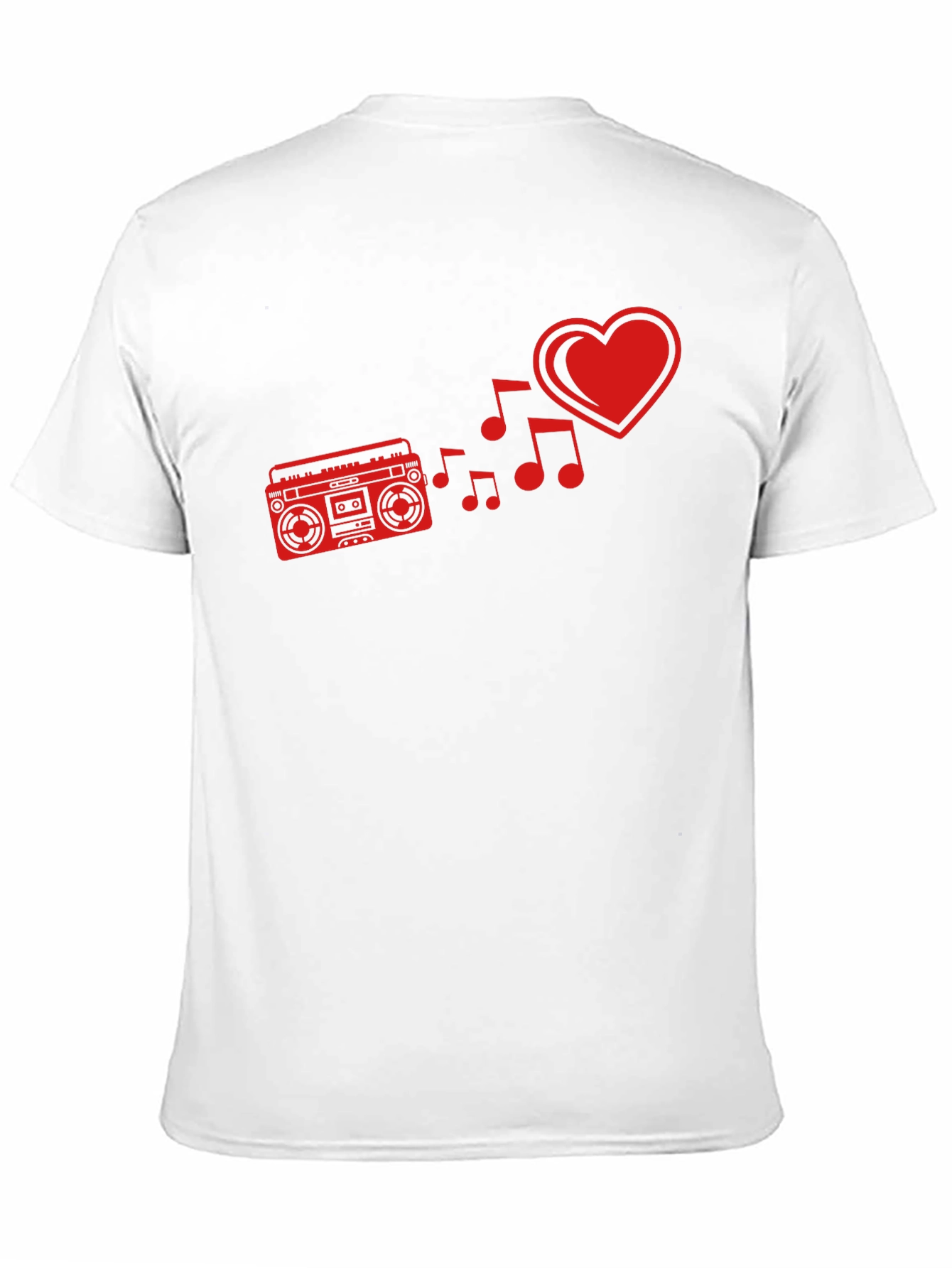 Retro Music Lover Tee - Heart Boombox Design